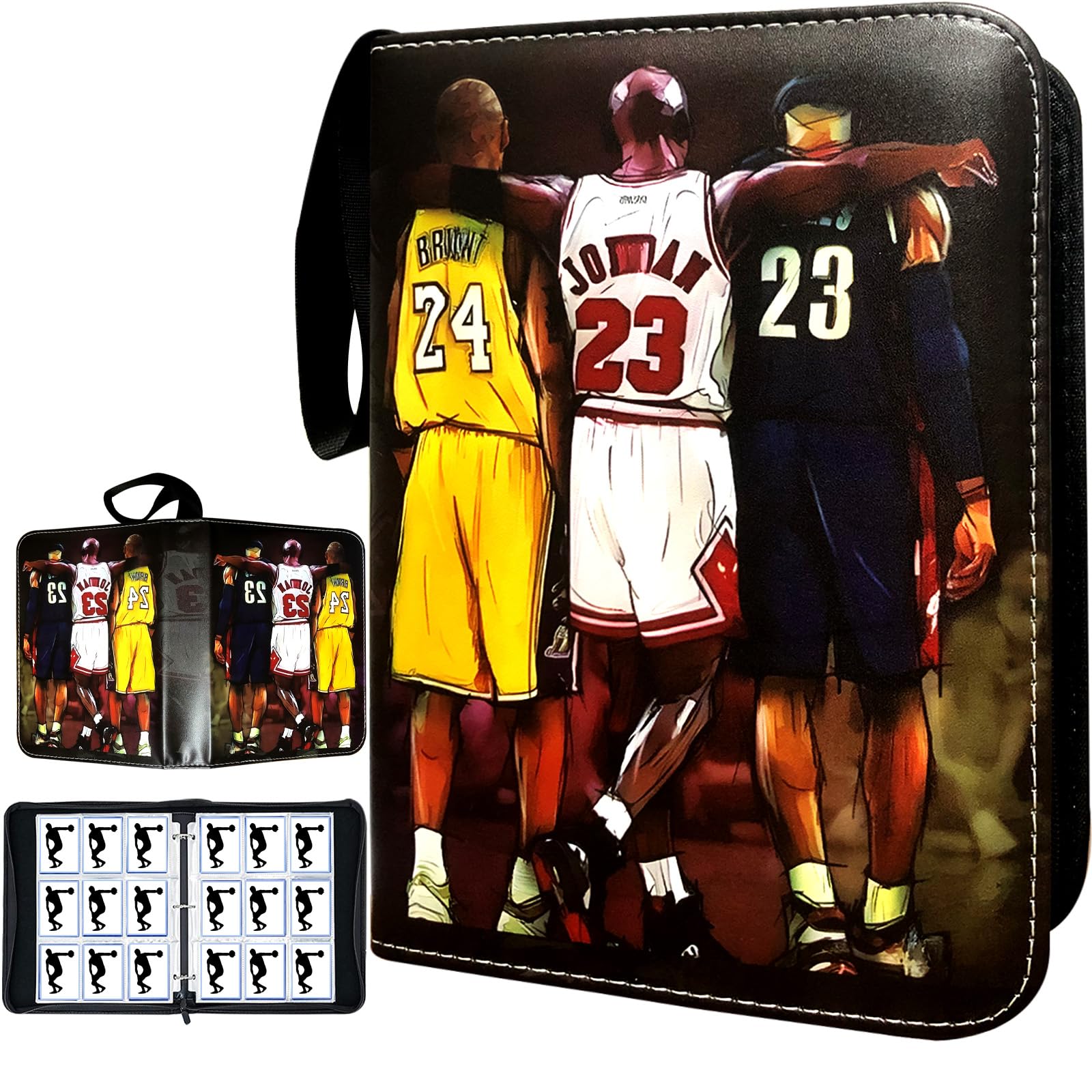 Basketball Card Binder, Trading Card Binder 9 Pocket with 50 Removable Sleeves Fits 900 Sport Cards, 3 Ring Card Holder Binder with Zipper, Collector Storage Album