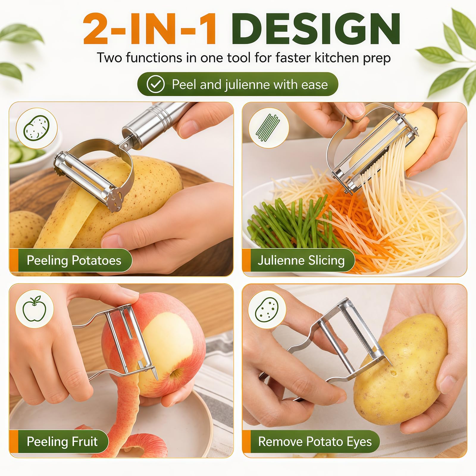 ZZM Fruit and Vegetable Peeler, Stainless Steel, Stainless Steel Peeler. — Amazon image 4