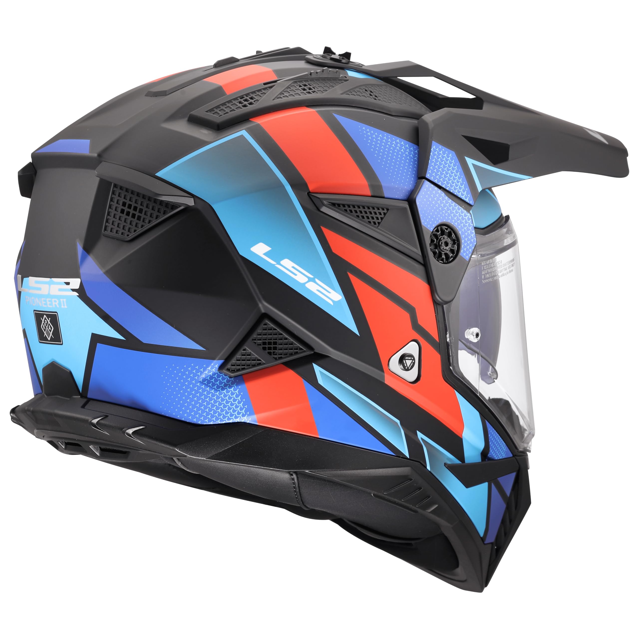 LS2, Casco Moto Cross PIONEER II BLOCK Black Red Blue, XS