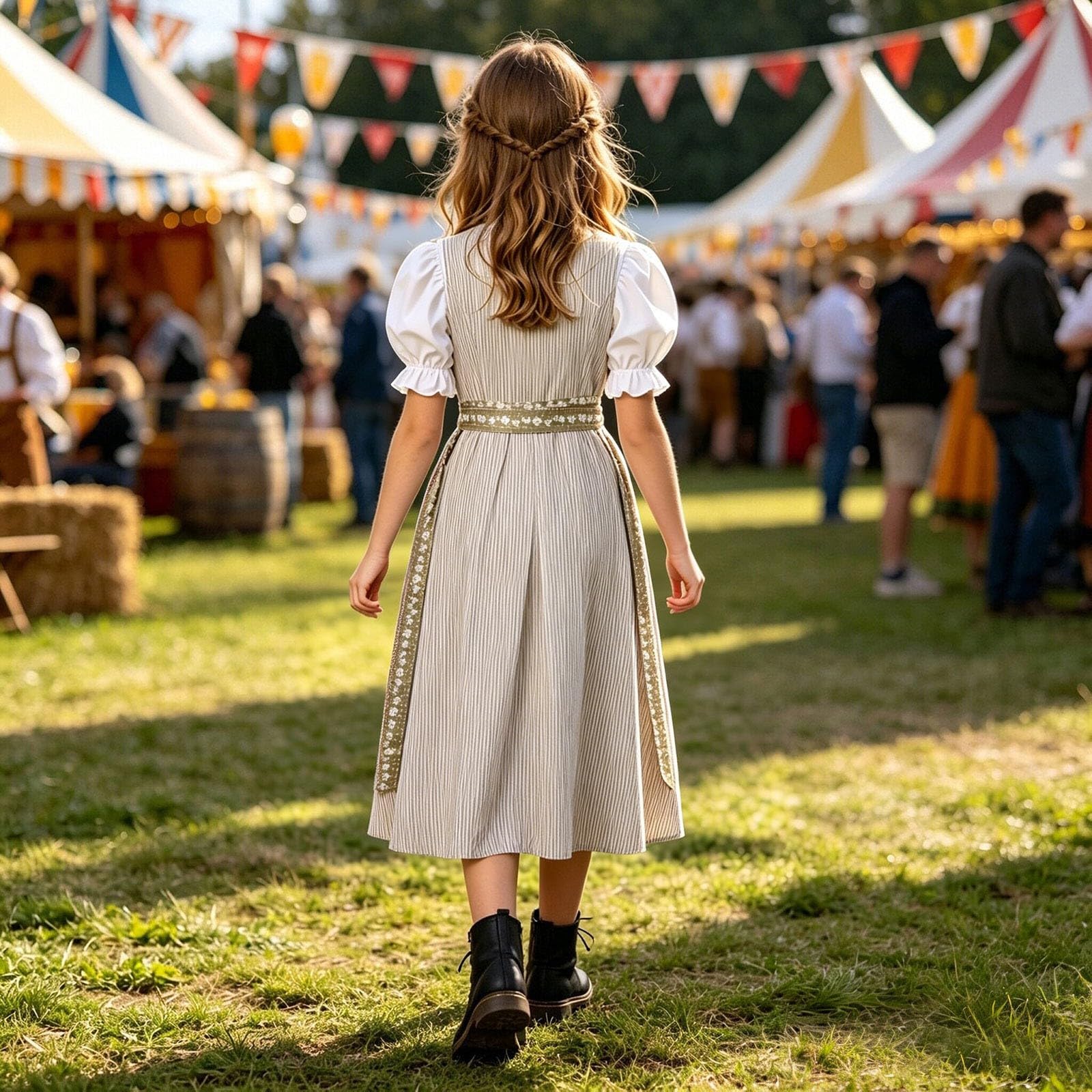 Abito bavarese per bambini, comodo costume da cosplay con spalline e motivo, perfetto per eventi Oktoberfest