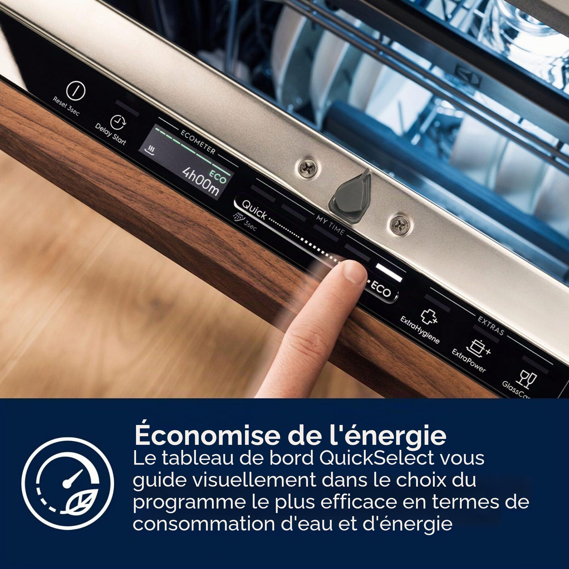 Electrolux EES47400L Lave-vaisselle intégré, 60 cm, 13 couverts, séchage AirDry, Satellite Clean, 8 programmes, 3 températures, 44 dB(A), connexion Wi-Fi, série 600, Classe C