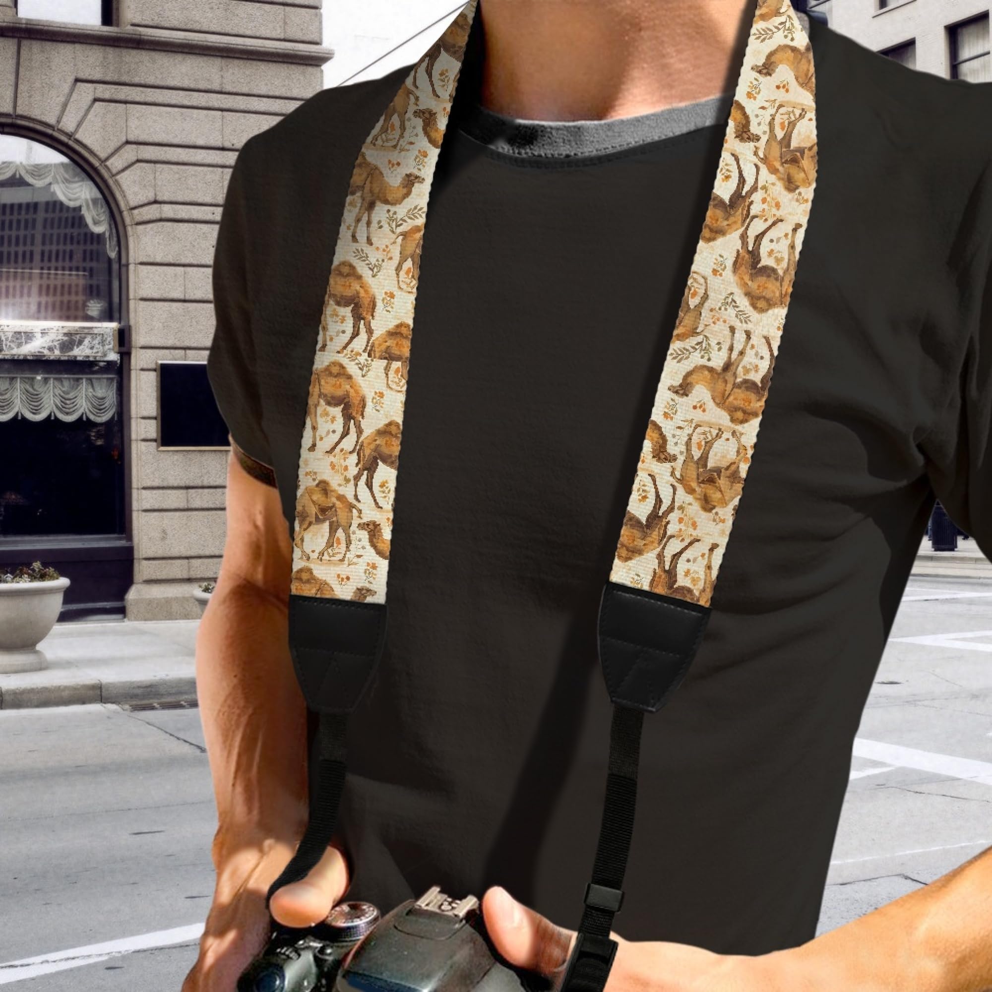 Boatee Camel Adjustable Camera Strap Thin Camera Strap for ALL DSLR/SLR Cameras Shoulder Strap Universal Quick Release Camera Strap Cotton Carrier Camera Harness