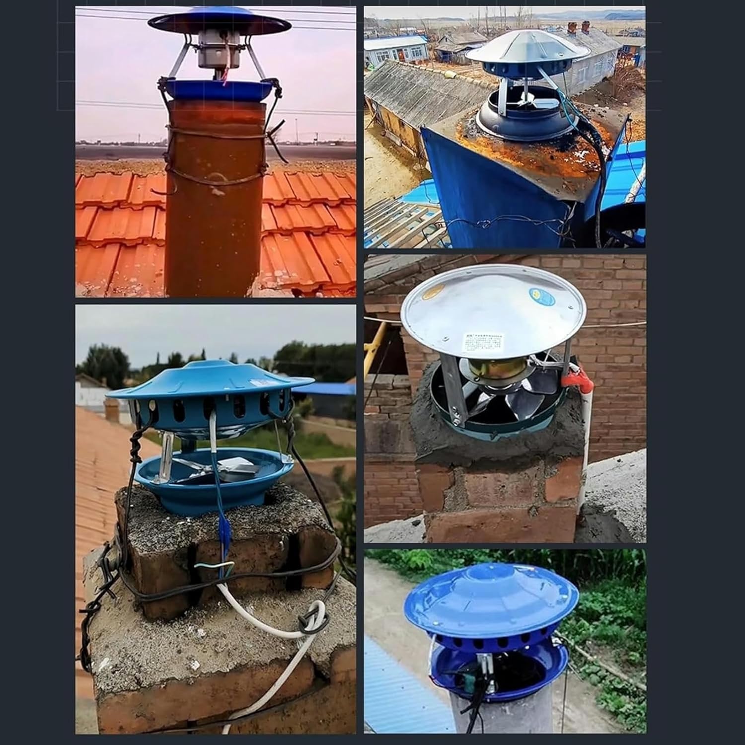 Chimney Fan, Roof Chimney Induced Draft Smoke Evacuator Inducer Fans, Fireplace Flue Chimney Exhaust Fan 60W(Color:Default)-1pc
