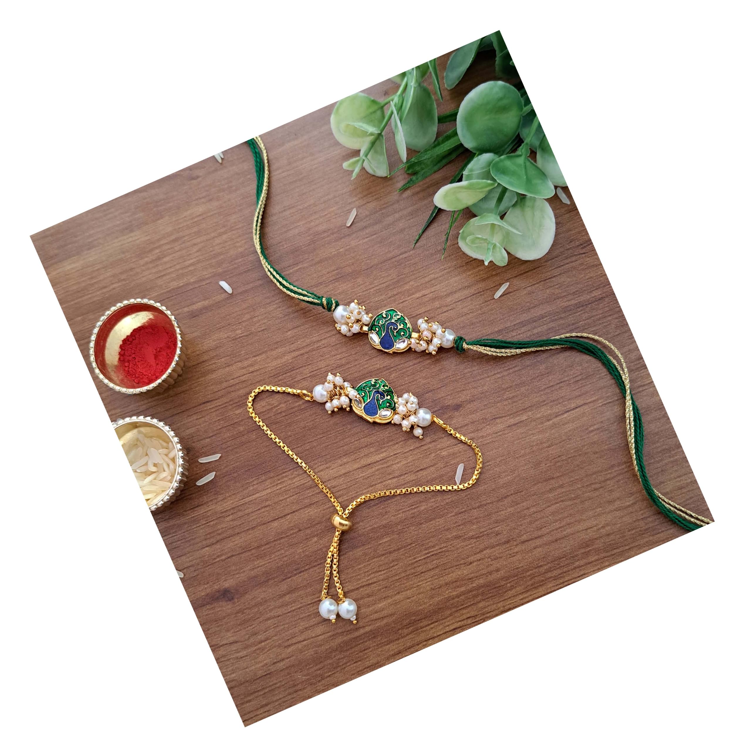 Peacock Rakhi Set of 2 Designer Rakhi for Bhaiya-Bhabhi Rakshabandhan-MCI-RAKHI-2026-044-image-18