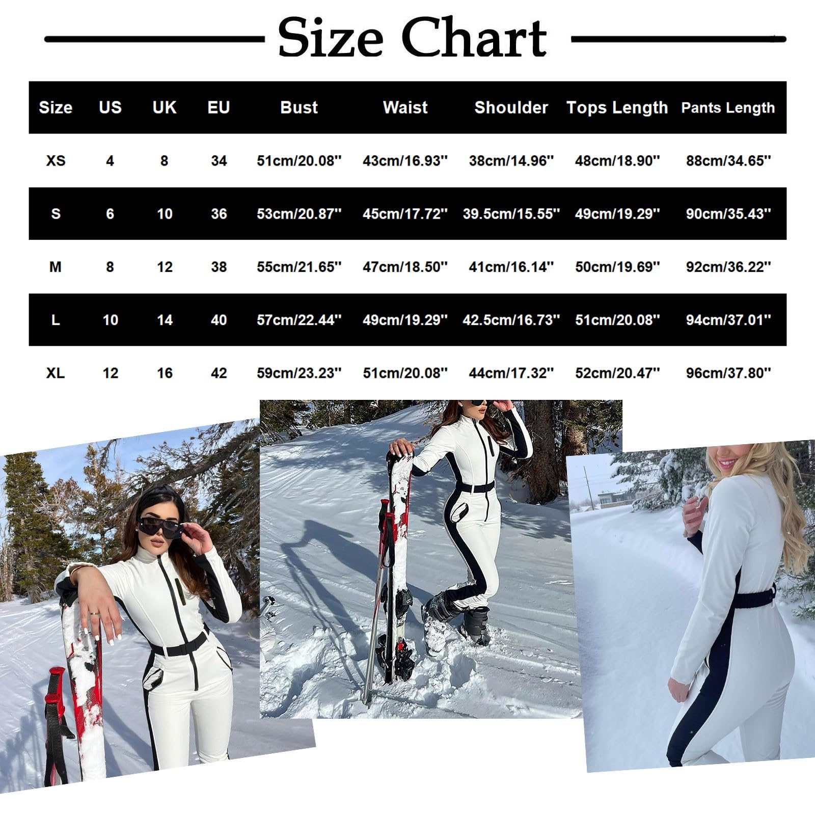 Generisch Mono térmico para mujer, chaqueta de esquí de invierno, tallas grandes, mono de esquí sin capucha, cuello alto, mono deportivo con cremallera y cinturón, traje de nieve cálido, resistente al
