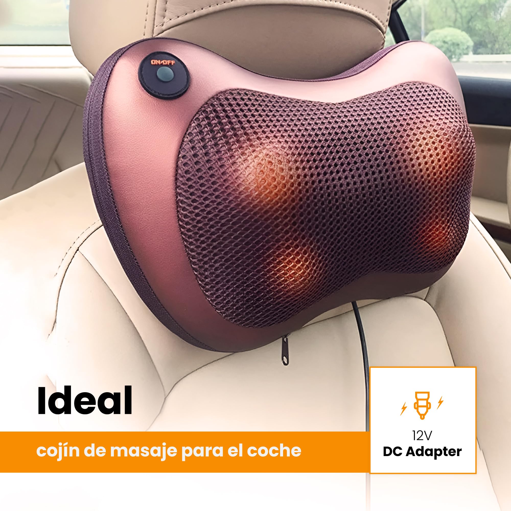 Extralink Masajeador Cervical y Espalda, Masajeador Espalda con 8 Cabezales de Masaje, Alimentación de CA y CC, Función de Calefacción, Shiatsu, Relajante, Aplicable a Varias Zonas, cojin masajeador