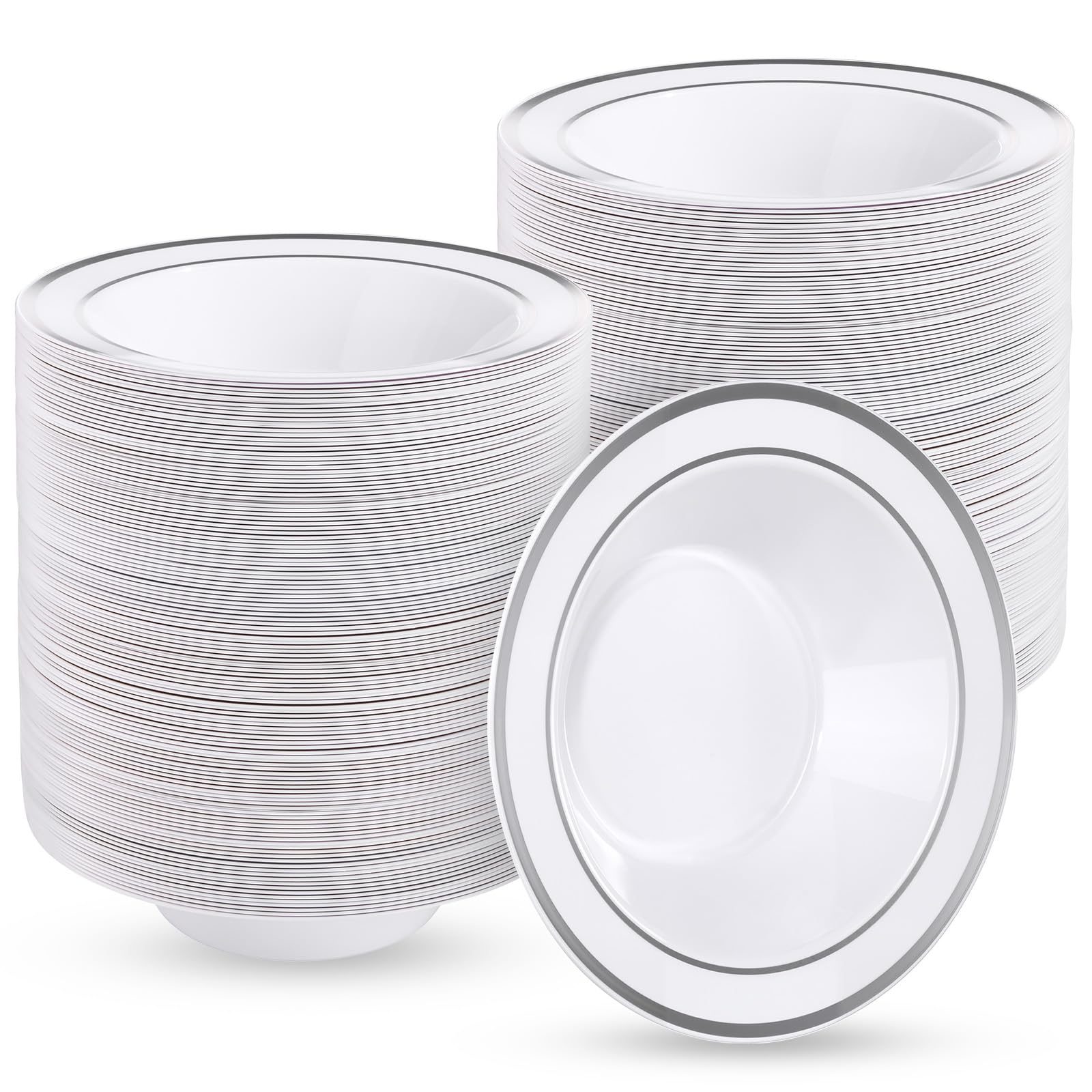 Goodluck Gold Rim Plastic Bowls - 25 Pack -8 Goodluck Gold Rim Plastic Bowls - 25 Pack -8