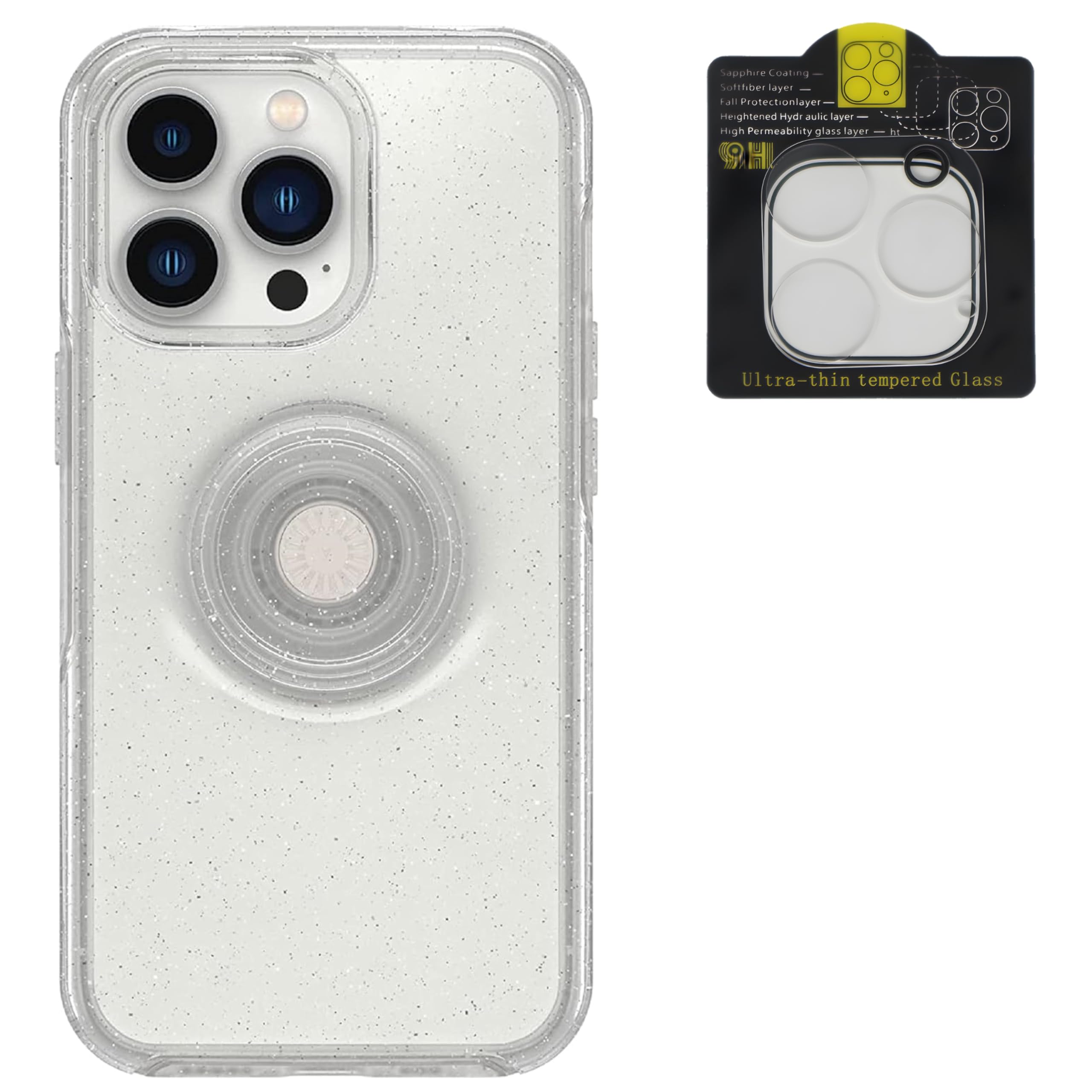 OtterBox + Pop Symmetry Clear Series Case for iPhone 13 Pro with Camera Lens Protector - Non-Retail Packaging - Stardust (Clear/Glitter)