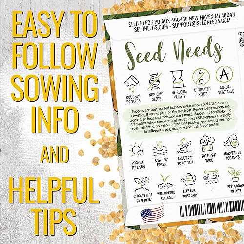 Miniatura 4 de Seed Needs Semillas de pimiento habanero para plantar habaneros de limón caliente, reliquia sin OMG y chiles chinense sin tratar para plantar un