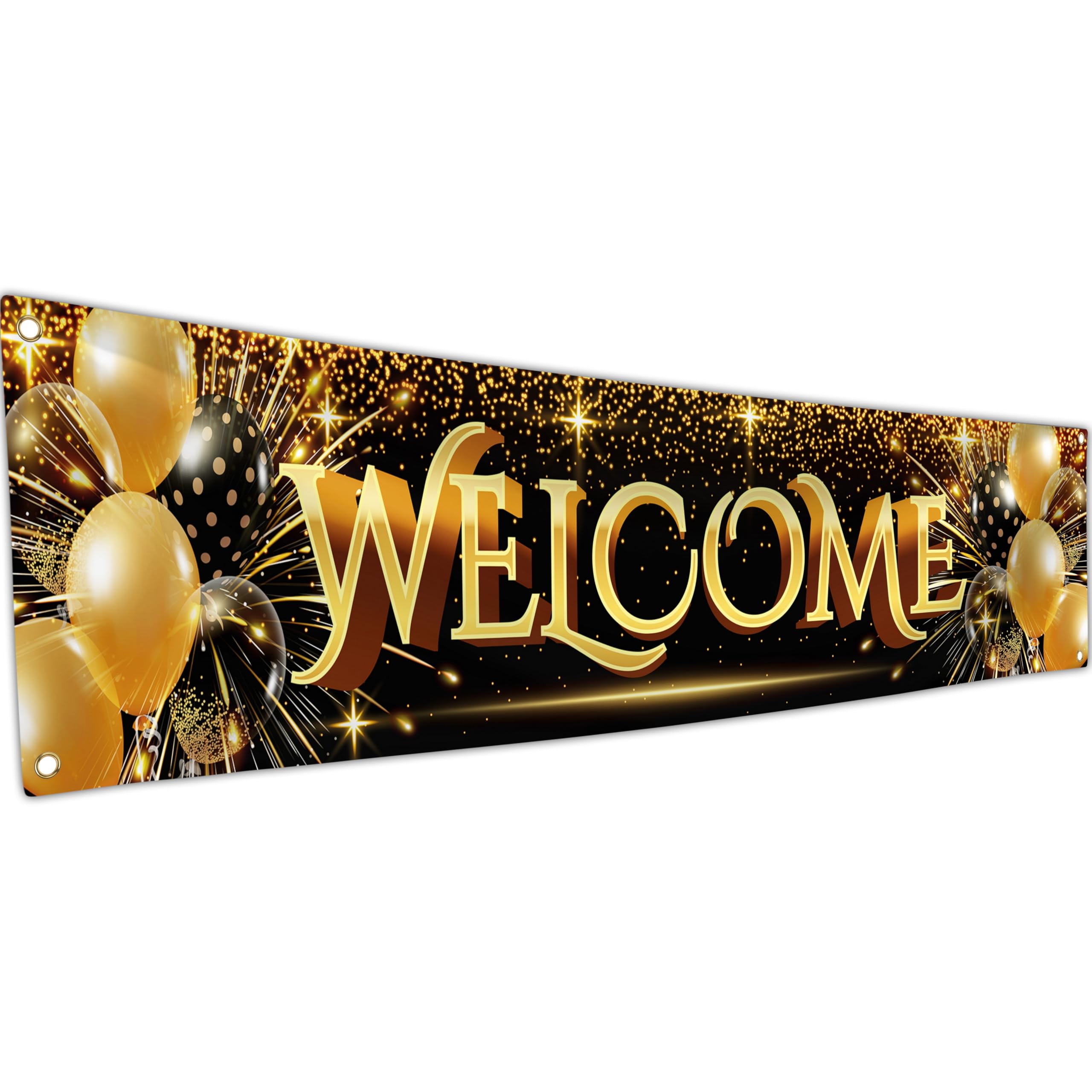Welcome Home Decorations - Missed You Banner - 180 x 40cm with Balloon - Black & Gold
