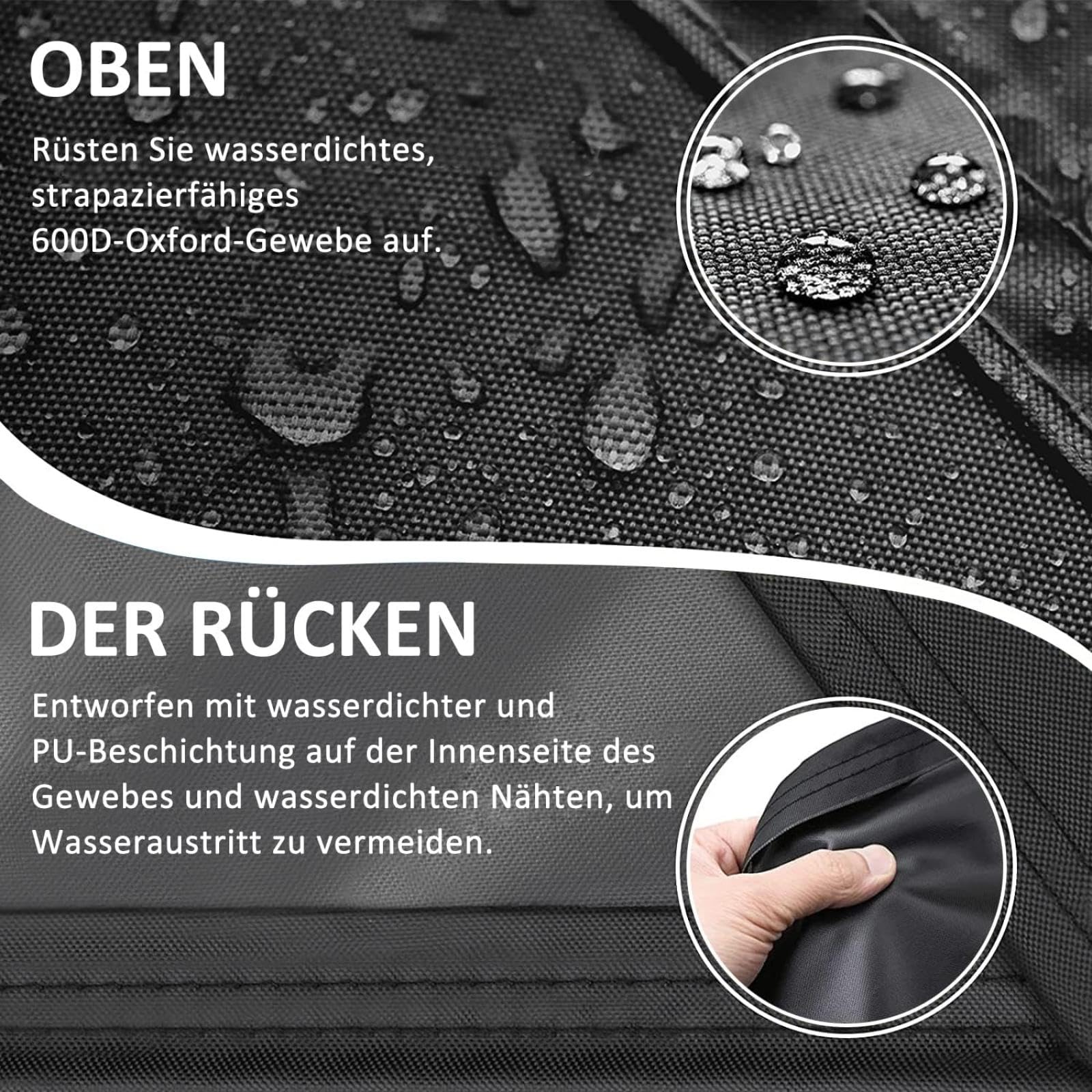 Tischabdeckung Outdoor Wetterfest 190x190x85cm Abdeckung Gartenmöbel Winterfest Rechteckig Terrassengarnitur, Schutzplane XXL Schutzhülle für Gartenmöbel Schnittsofa Robuster Möbelschutz