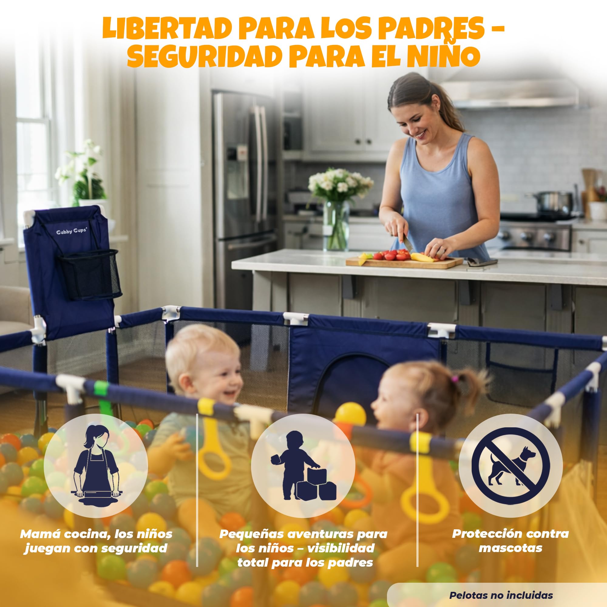 Parque Infantil Bebé XXL 180x122 cm con Canasta y Portería de Fútbol | Parque infantil XXL con malla transpirable, anillas para primeros pasos, canasta de baloncesto, portería de fútbol.
