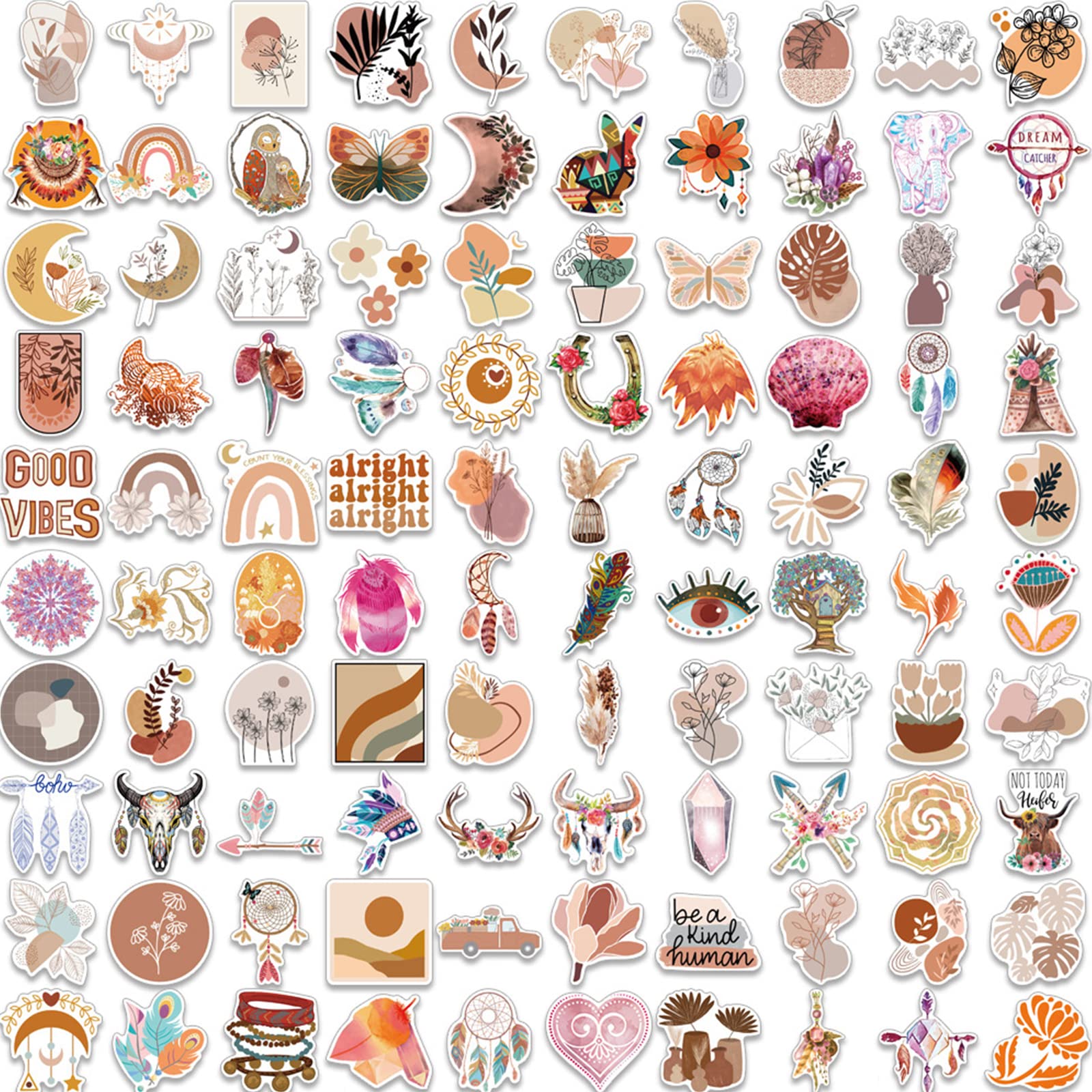 100 Adesivi Vintage In Vinile Impermeabile – Pacco Misto Per Scrapbooking, Laptop, Borracce E Valigie – 5-6 Cm