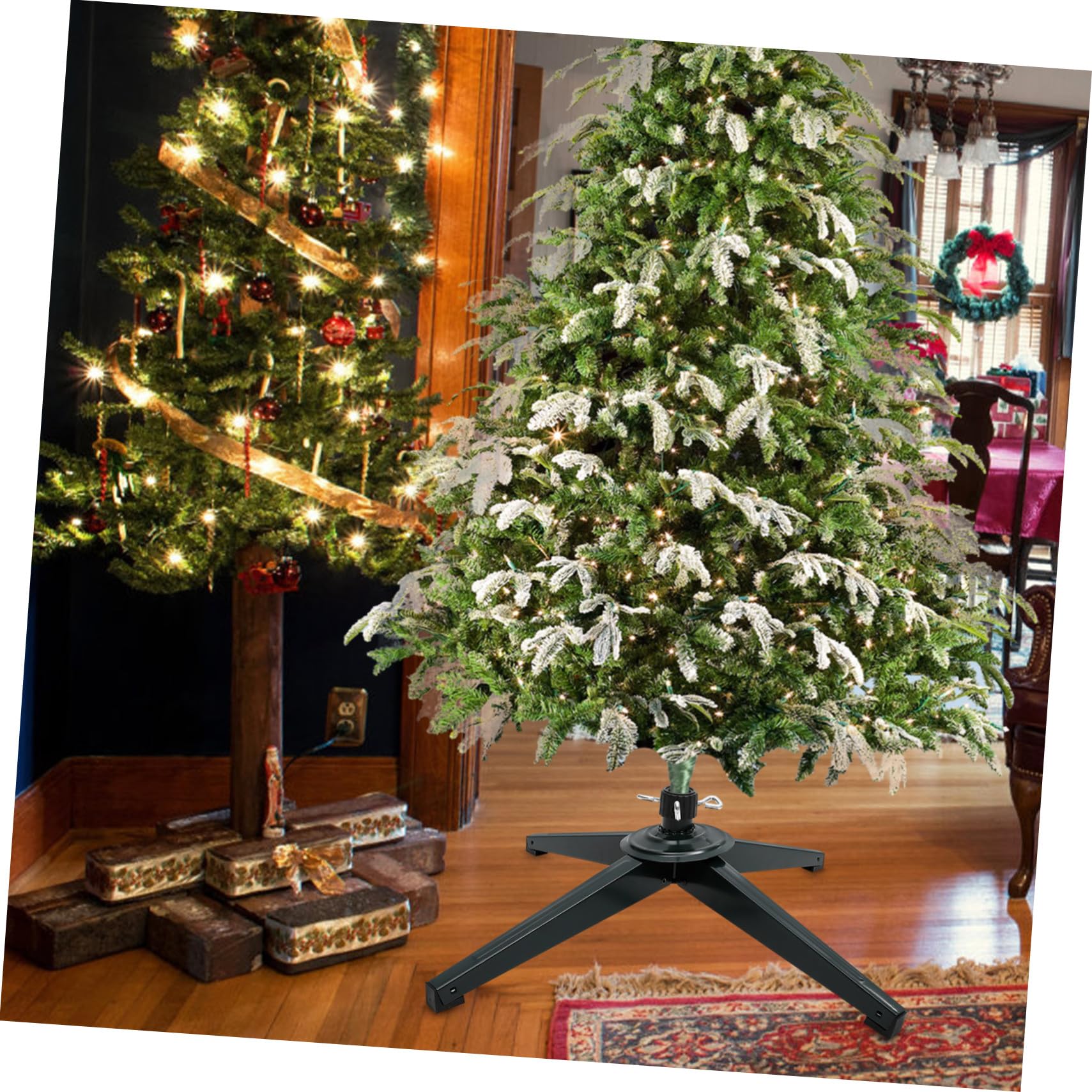 Base de Árbol de Navidad de Hierro Resistente con Placa de Tornillos Soporte Plegable para Árboles Artificiales para Fiestas y Decoraciones Navideñas