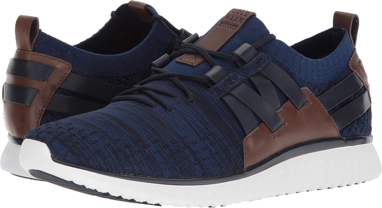 Cole Haan Men's Grand Motion Stitchlite Woven Sneaker 7 Navy Ink/Peony Knit/British Tan/Optic White