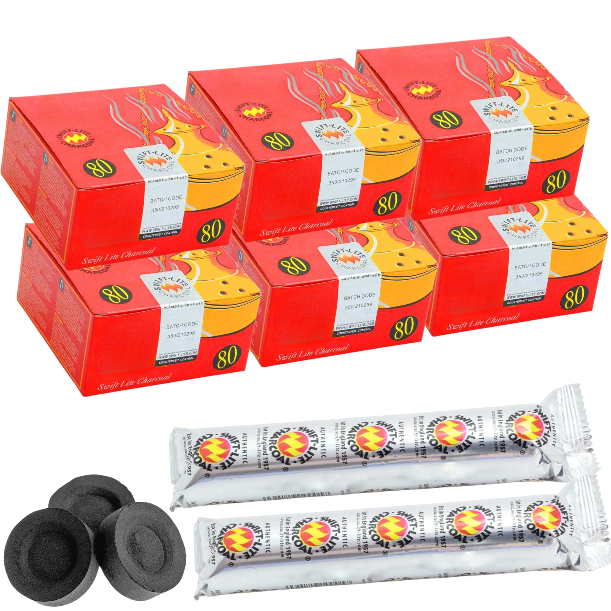 Glamified Shisha Hookah Charcoal Intense Shish Bahkoor Instant Light Premium Quick Lighting (10 Boxes (800 Dishes))