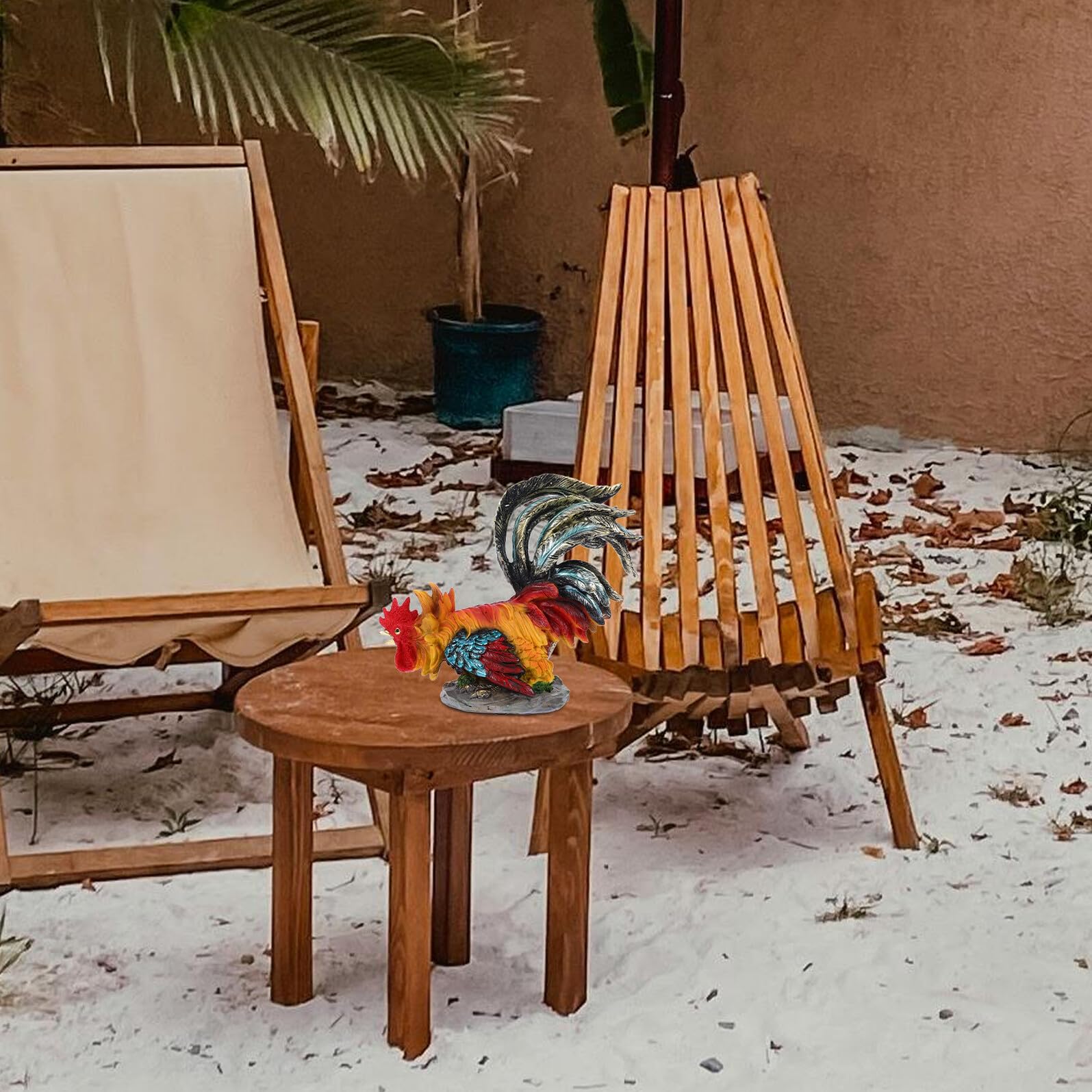 DOITOOL Realistische Hahn Figur aus Resin Wetterfest Gartendeko für Garten Terrasse Rasen Detailreiche Bauernhof Tier Skulptur als Geschenk für Gartenliebhaber Bunte Outdoor Dekoration