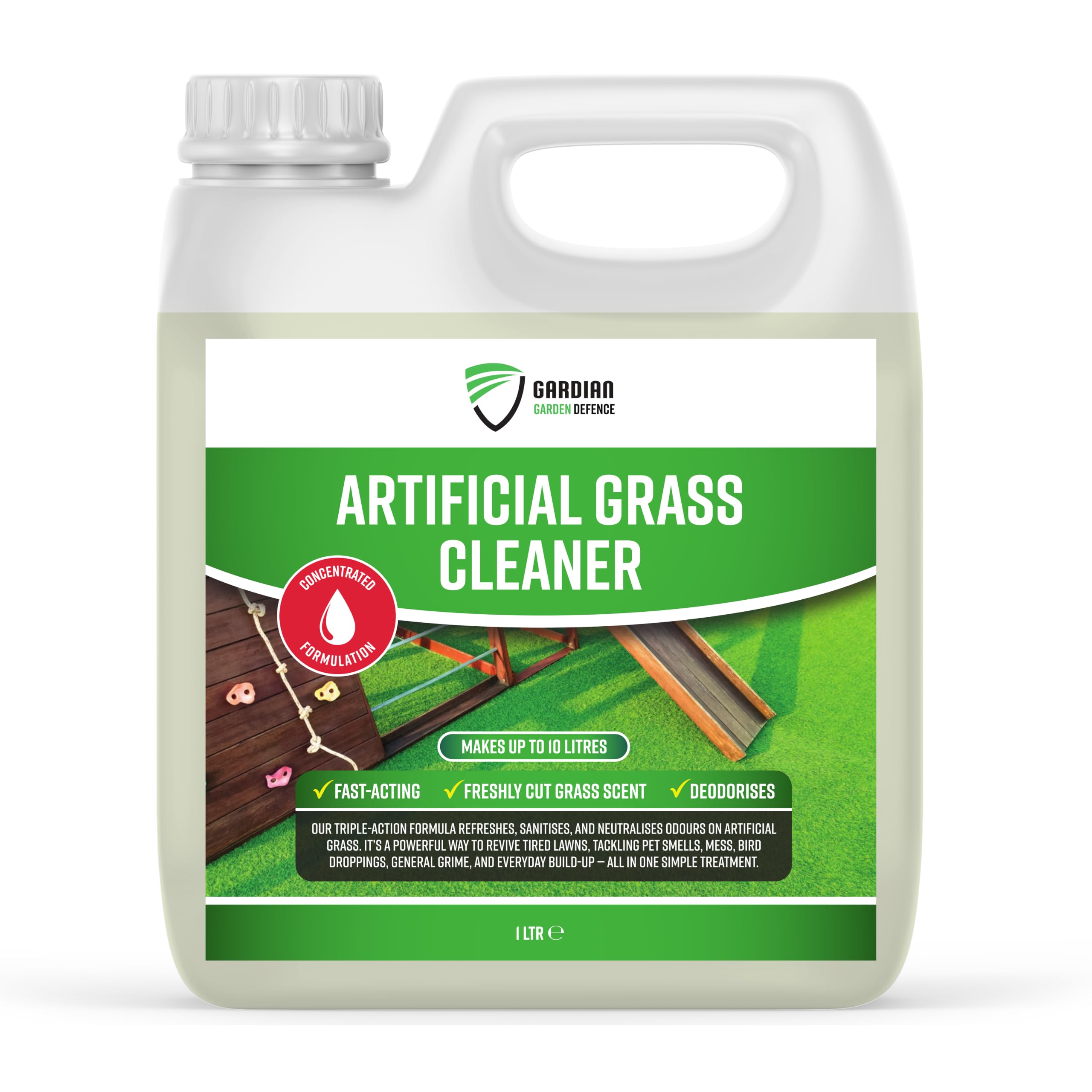 Gardian Defence Artificial Grass Cleaner 1L Concentrate - Artificial Grass Cleaner for Dogs, Pet Urine Odour Neutraliser, Sanitiser and Deodoriser for Turf