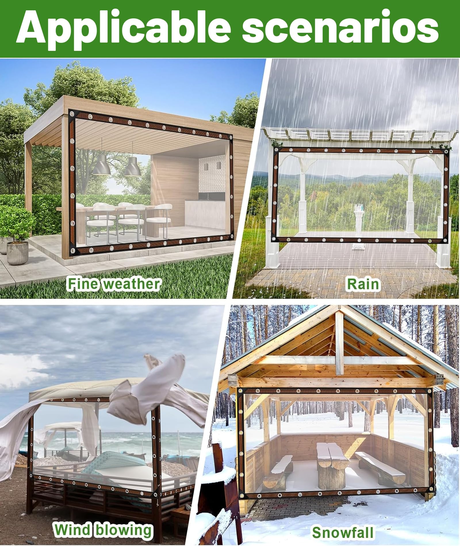 Transparent Tarpaulin Sheet Waterproof 2m x 2m(6.56ft x 6.56ft), 100 GSM Tarpaulin Sheet for Protecting Plants from Rain,Shielding Outdoor Furniture,Covering Construction Lumber & Equipment — Amazon image 7