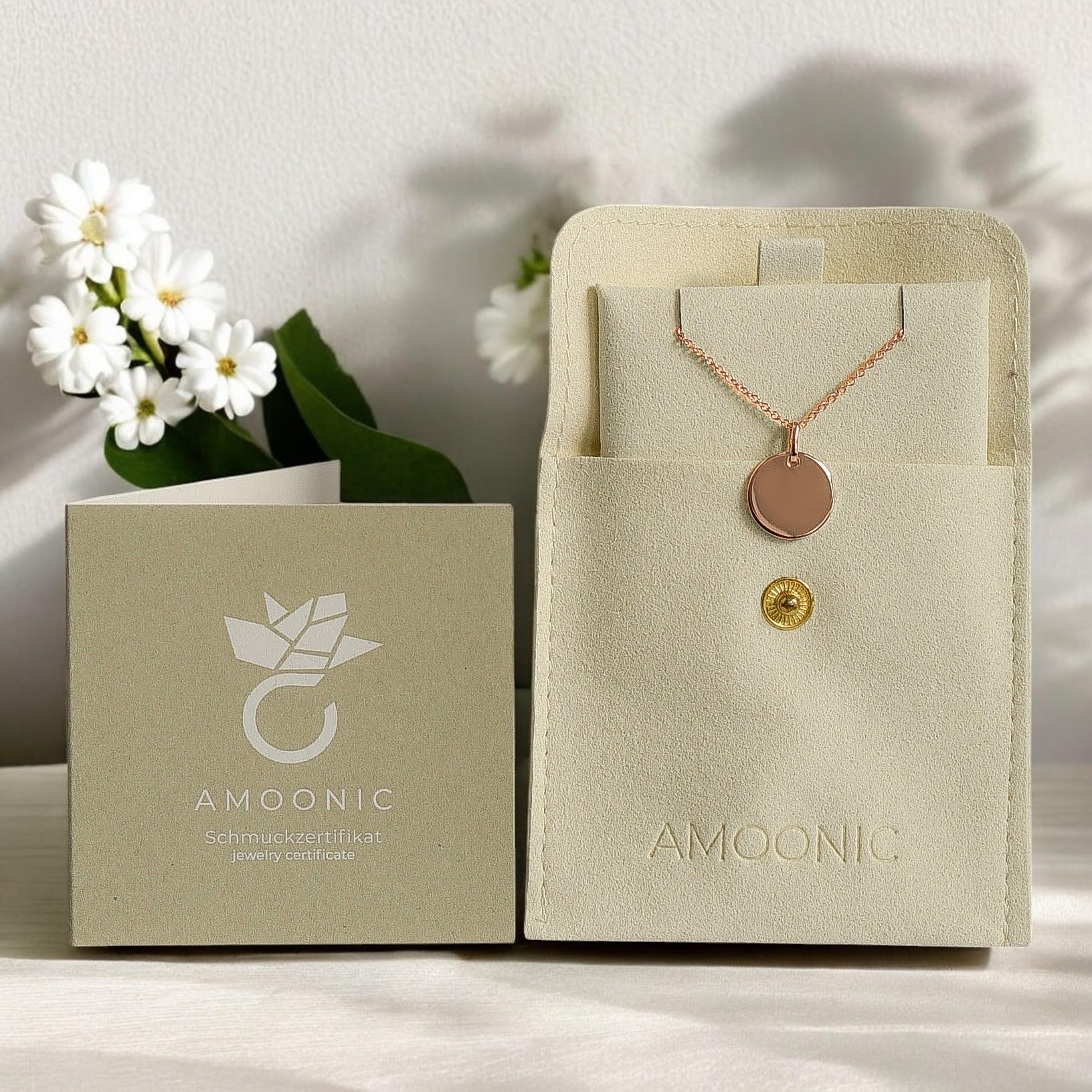 Amoonìc Kette Kinder personalisiert Silber 925 (Gold/Rosegold vergoldet) | Halskette Mädchen Jungen Ketten Anhänger mit Gravur Symbol (Einhorn, Regenbogen, Drache, Engel) Namen, Schmuck Geschenk Taufe