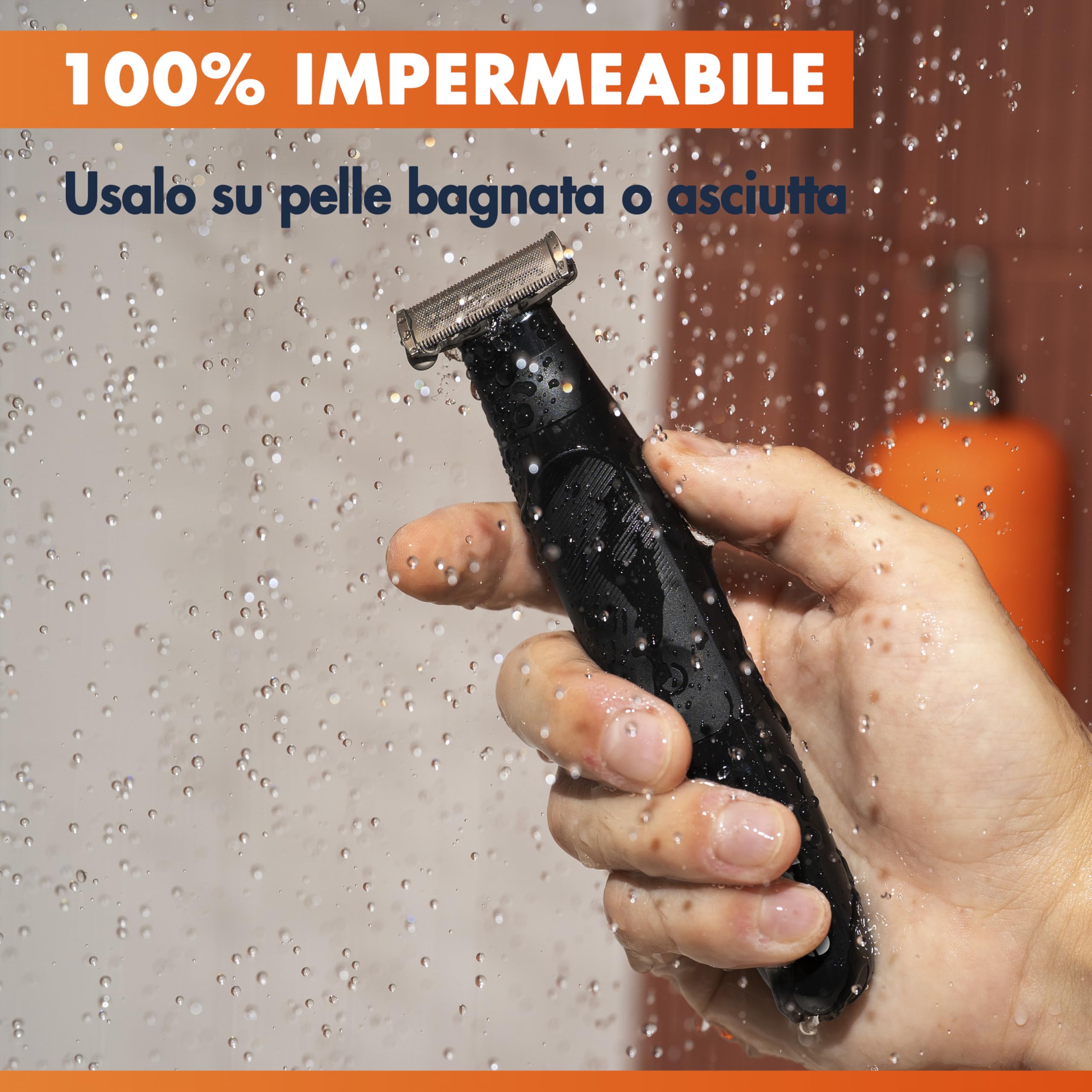 Gillette Fusion One Rasoio Elettrico Uomo per Barba e Corpo, 3 Pettini Barba (1, 2, 5 Mm) e 1 Pettine Corpo, Testina Oscillante, Impermeabile, Senza Fili, Autonomia di 45 Min, Tecnologia Braun