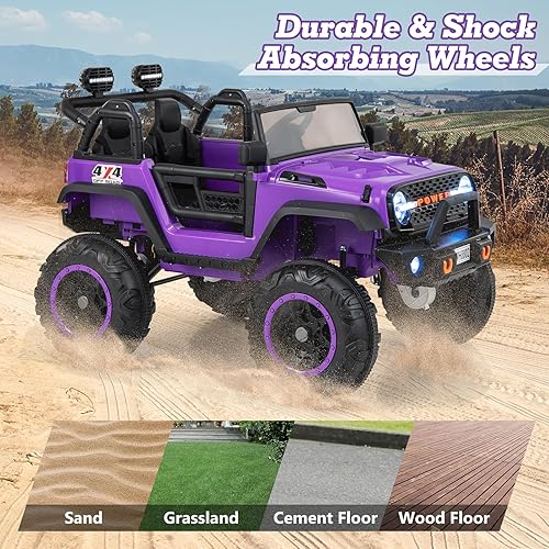 Miniatura 6 de OLAKIDS Auto eléctrico de 24 V, 2WD4WD conmutable de 2 plazas para niños con asiento de 20 pulgadas de ancho, ruedas eléctricas de 4 x 550 W,