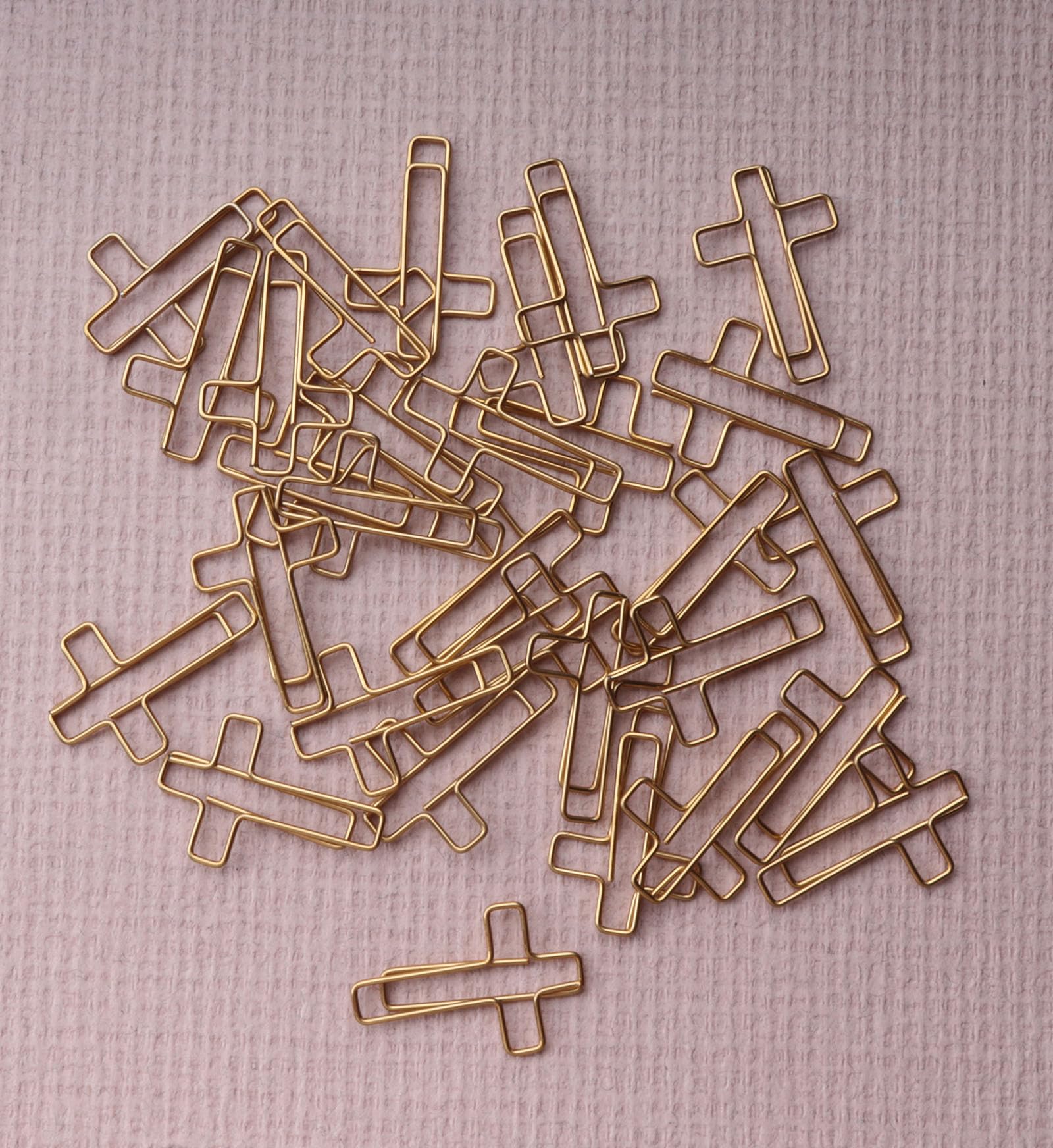 30 Pcs Cross Paper Clips 3.4 x 2.3 cm Multicolor Bible Cute Bookmarks Supplies for Adult Students Journaling Notebook Document Organization School Office (Gold)
