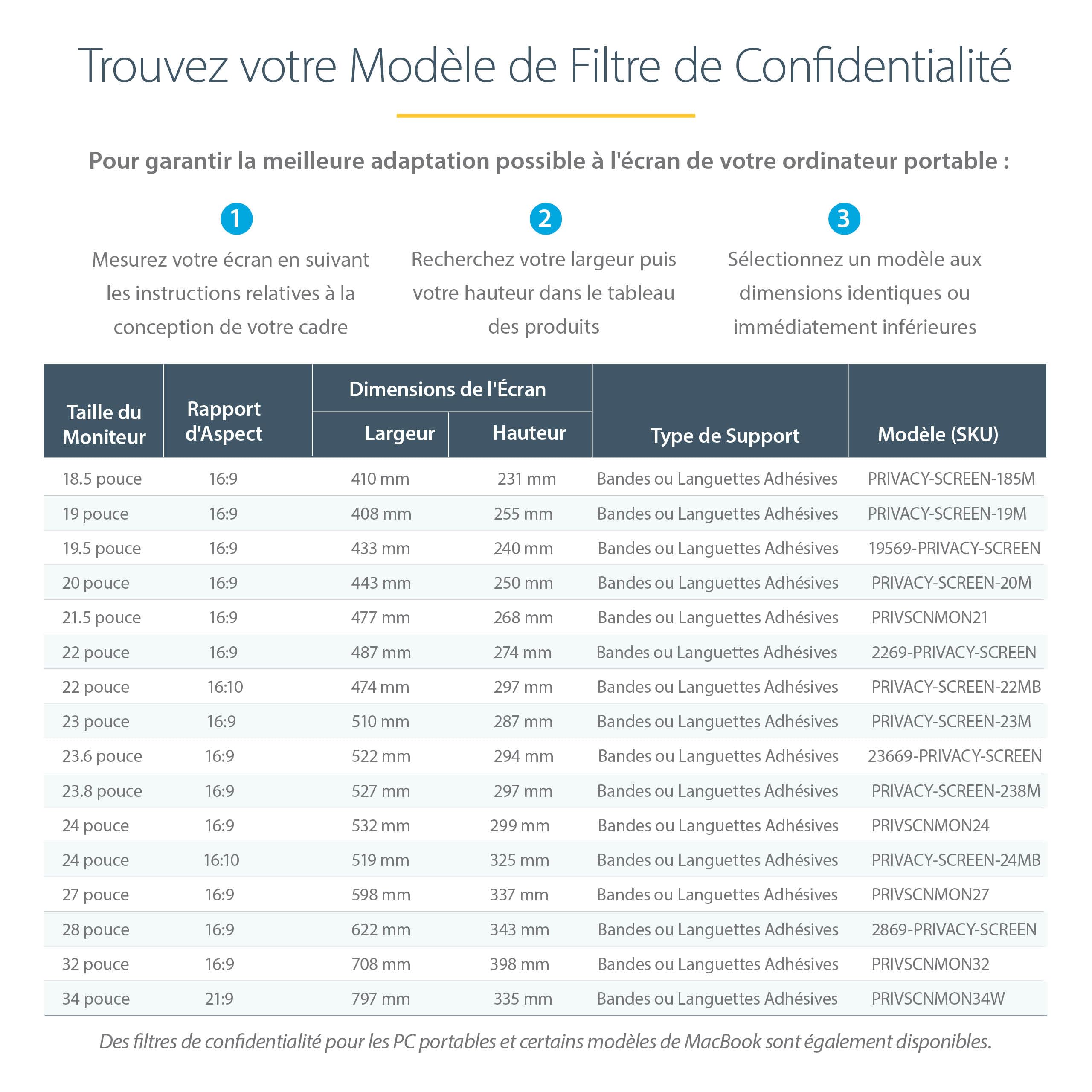 StarTech Filtre de Confidentialité Écran 23po 16:9, Mat/Brillant | Écran large, Film protecteur, Anti-lumière bleue 40-51%, Angle de vue ±30°, Anti-rayures