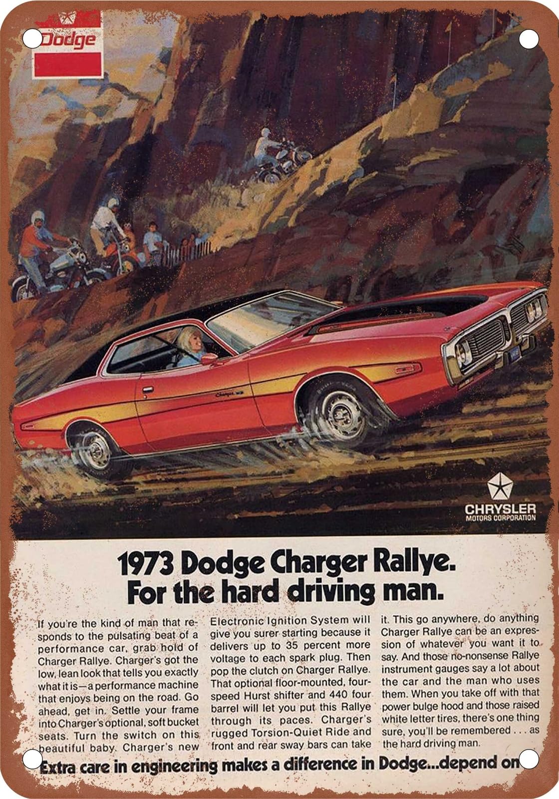 METAL SIGN - 1973 Dodge Vintage Ad 04 - Old Retro Rusty Look home decor