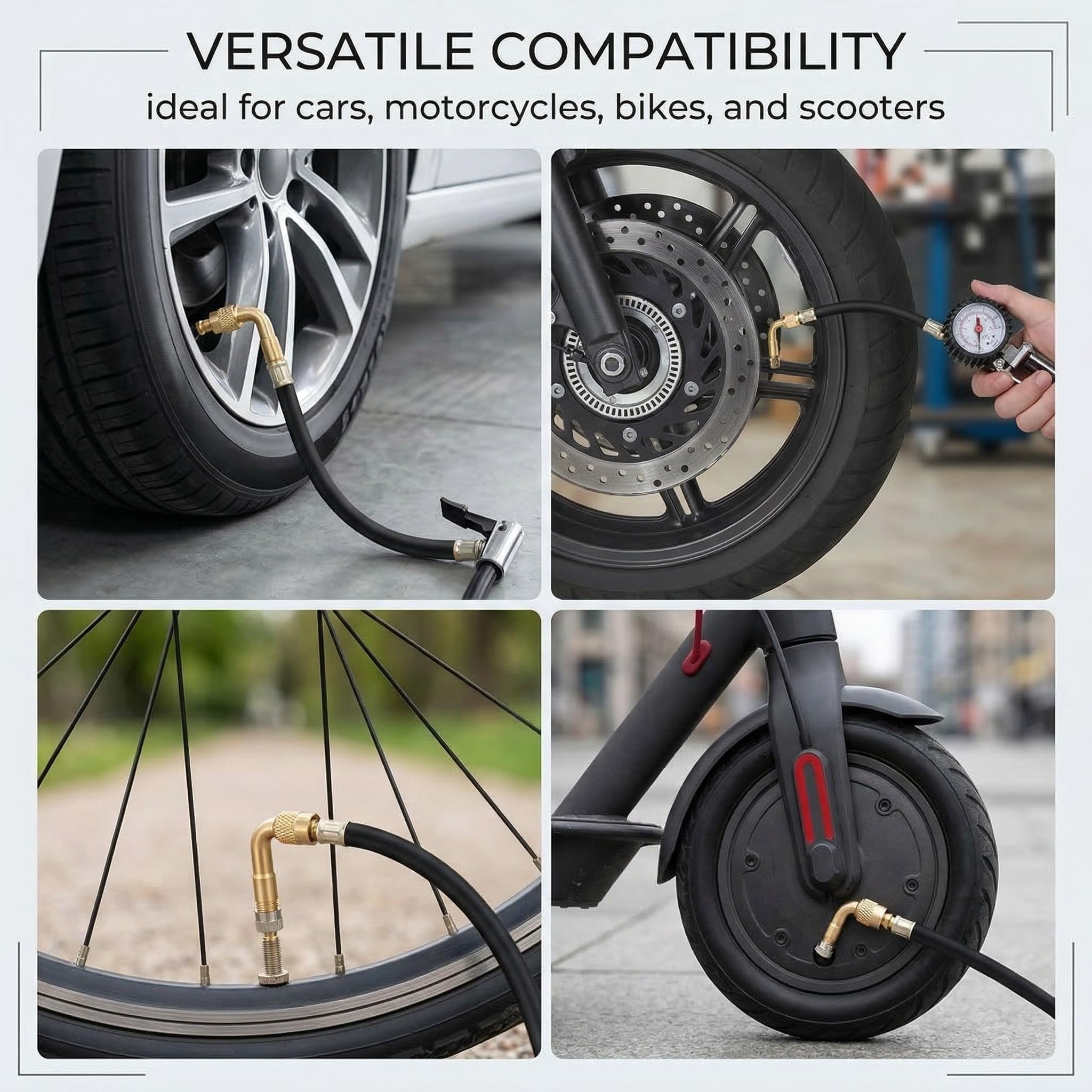 Estensione Della Valvola Del Pneumatico, 1 Adattatore Flessibile 210mm Con Testa 90°, Per Stelo Valvola Auto (Nero E Oro)