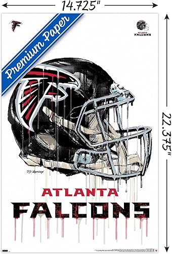 Miniatura 8 de Trends International NFL Atlanta Falcons - Póster de pared con casco de goteo en el 20, 22.375 x 34 pulgadas, paquete de póster y montaje de primera