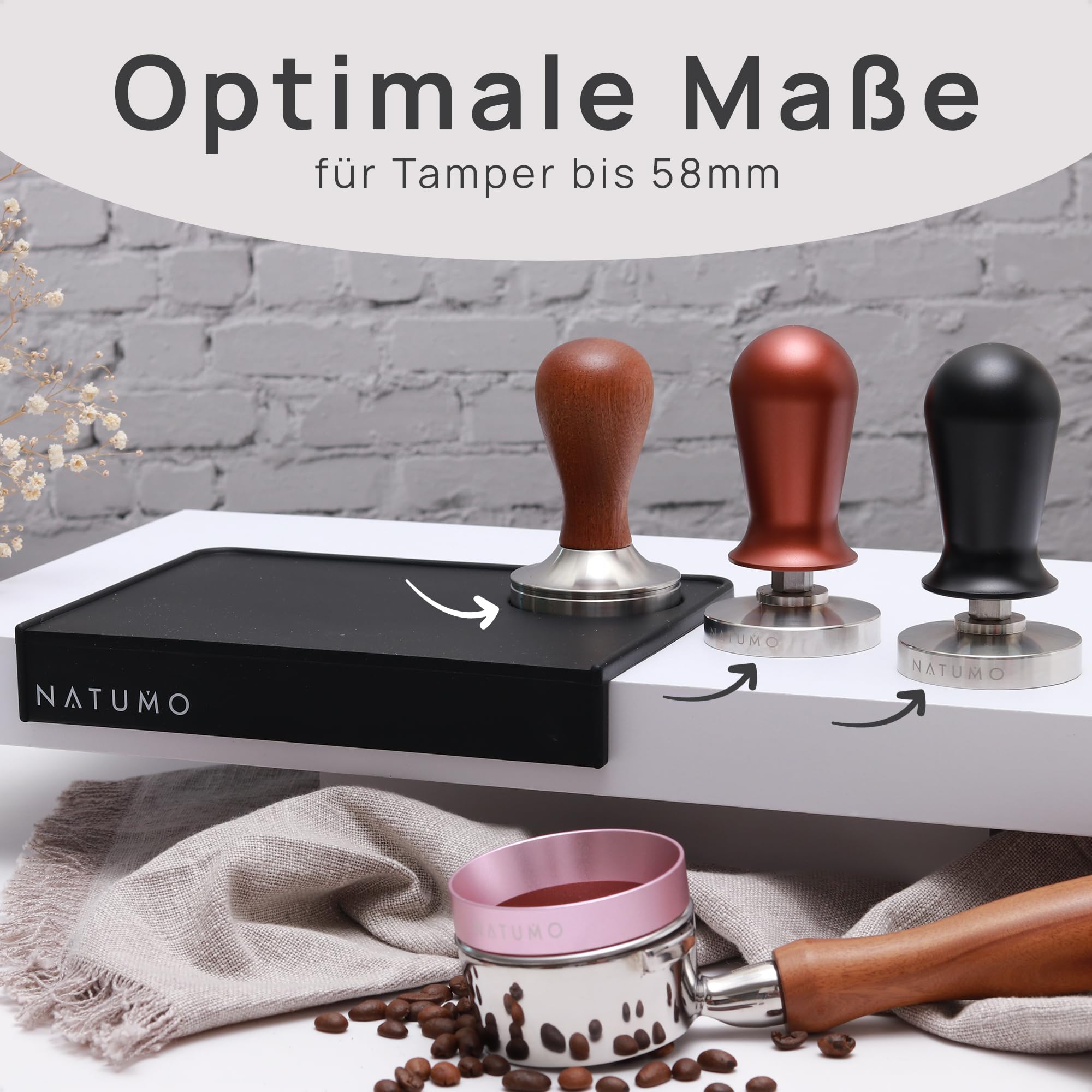 Koffie tampermat, koffiestampermat, antislip, koffiestamper mat, espresso tampermat, espresso tampermat met reinigingsborstel, koffiestamper houder, pad voor barista-tool, thuis, keuken, bar, café