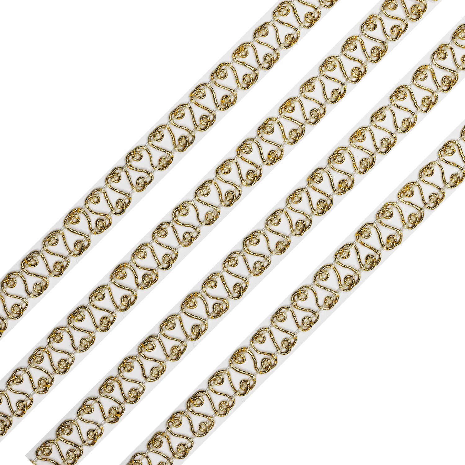 15Yards 10mm/0.39inch Wide Fabric Decorative Lace Webbing for All Kinds of Sewn Garments, Curtains, Sewing and DIY Crafts Lamps Furniture Decoration (Gold-10mm) โ image 1