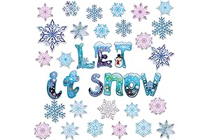 68 Pieces Snowflake Classroom Decorations Winter Classroom Bulletin Border Decoration