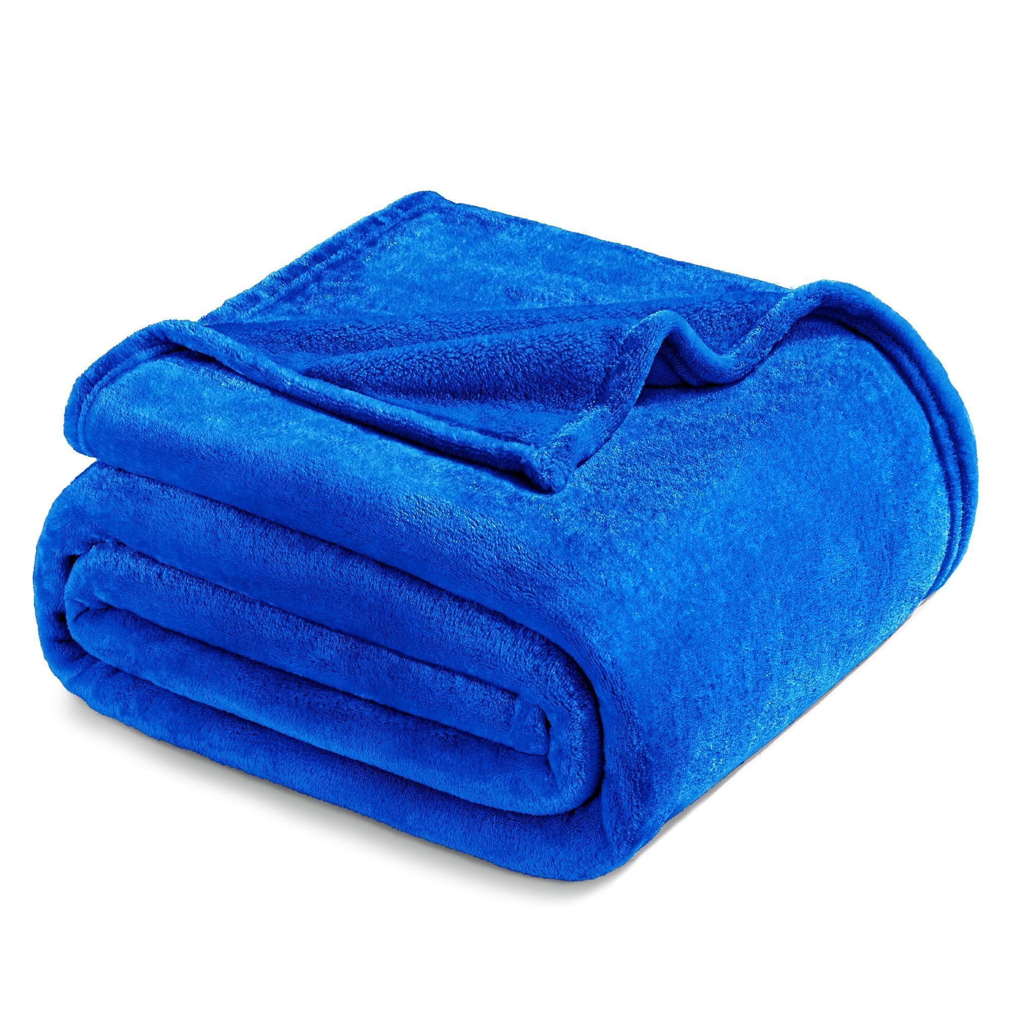 Exclusivo Mezcla Fleece Blanket Twin Size for Bed, Super Soft and Warm, All Season, Cozy, Plush, Lightweight, 90x66 Inches, Cobalt Blue