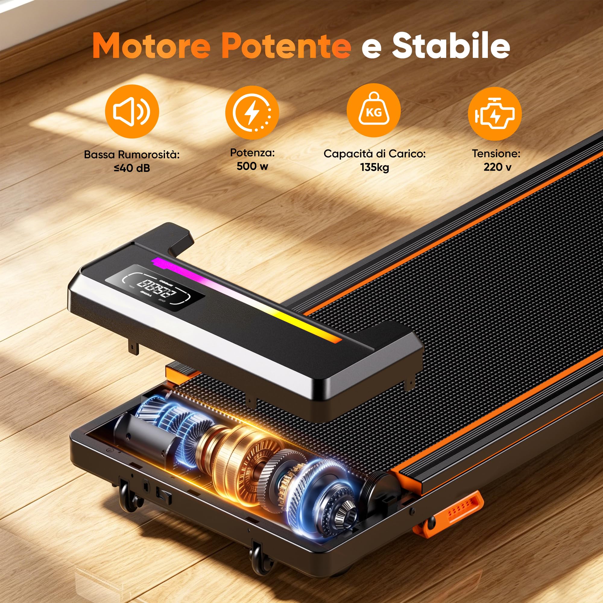 GIDGIMO Tapis Roulant Elettrico 3 in 1 con Inclinazione all’8%, Walking Pad da Scrivania 1-8 km/h, Motore Silenzioso da 500 W, Display LED e Telecomando, Portata 135 kg, per Casa e Ufficio