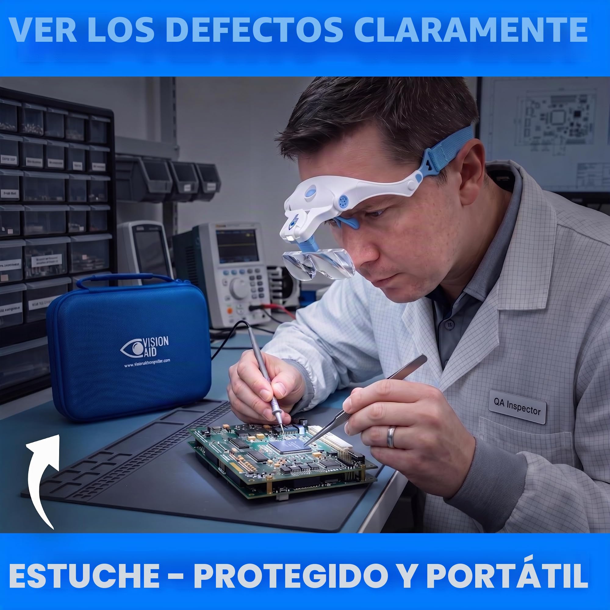Lupas Expert Edition con luz LED Recargable por USB y Estuche de Almacenamiento Lupa de Cabeza Manos Libres para Pintura de Pasatiempos Trabajo cercano