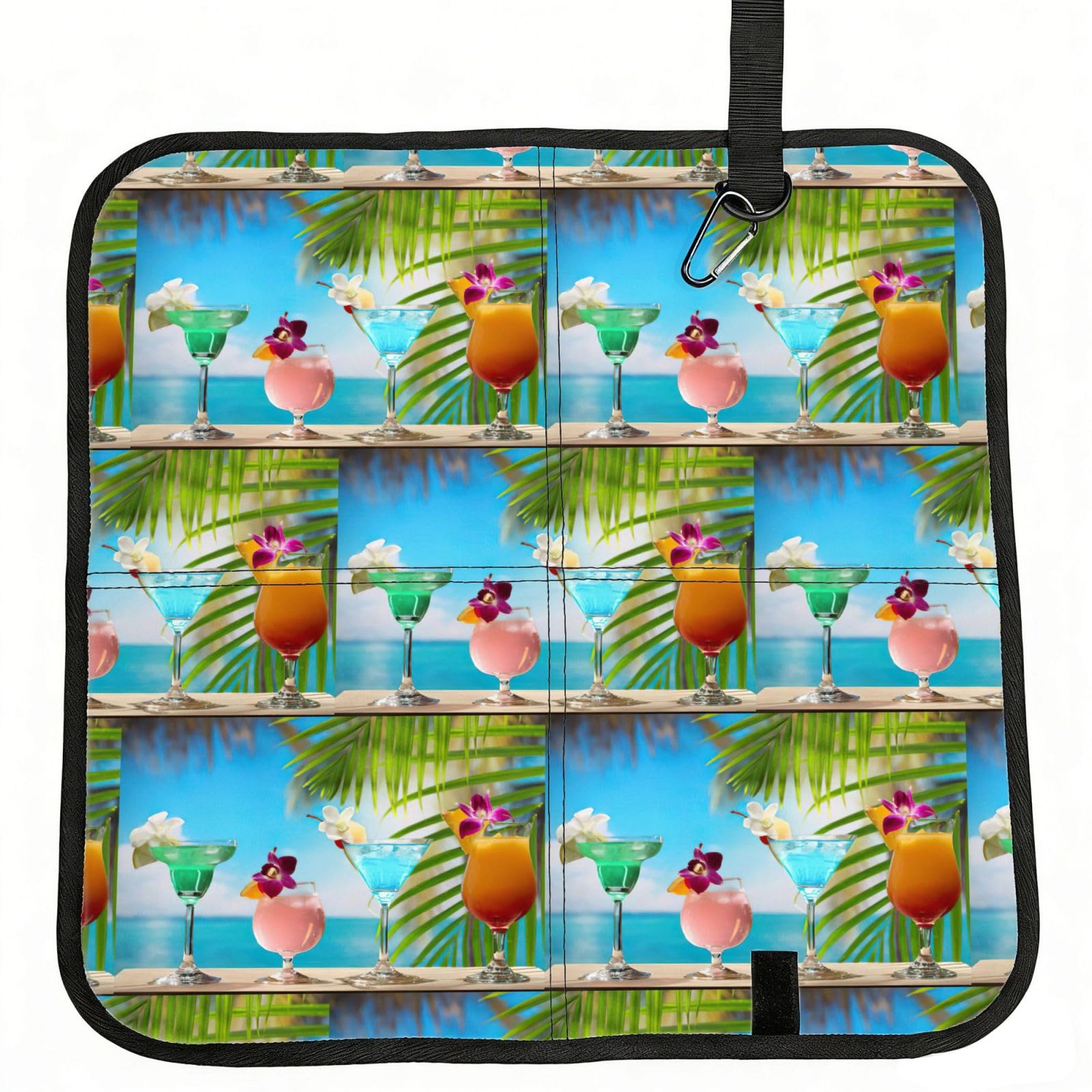 SDEGTHO Tropical Cocktails Printed Foldable Seat Pad with Closure, Lightweight Cushion for Airplane Travel Camping