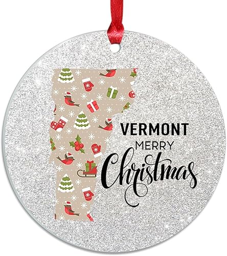 Miniatura 10 de Christmas Acrylic Ornament Vermont State Holiday Keepsake State Pride Visitor 3 Inch with Red String Christmas Decor New Home Gifts for New House