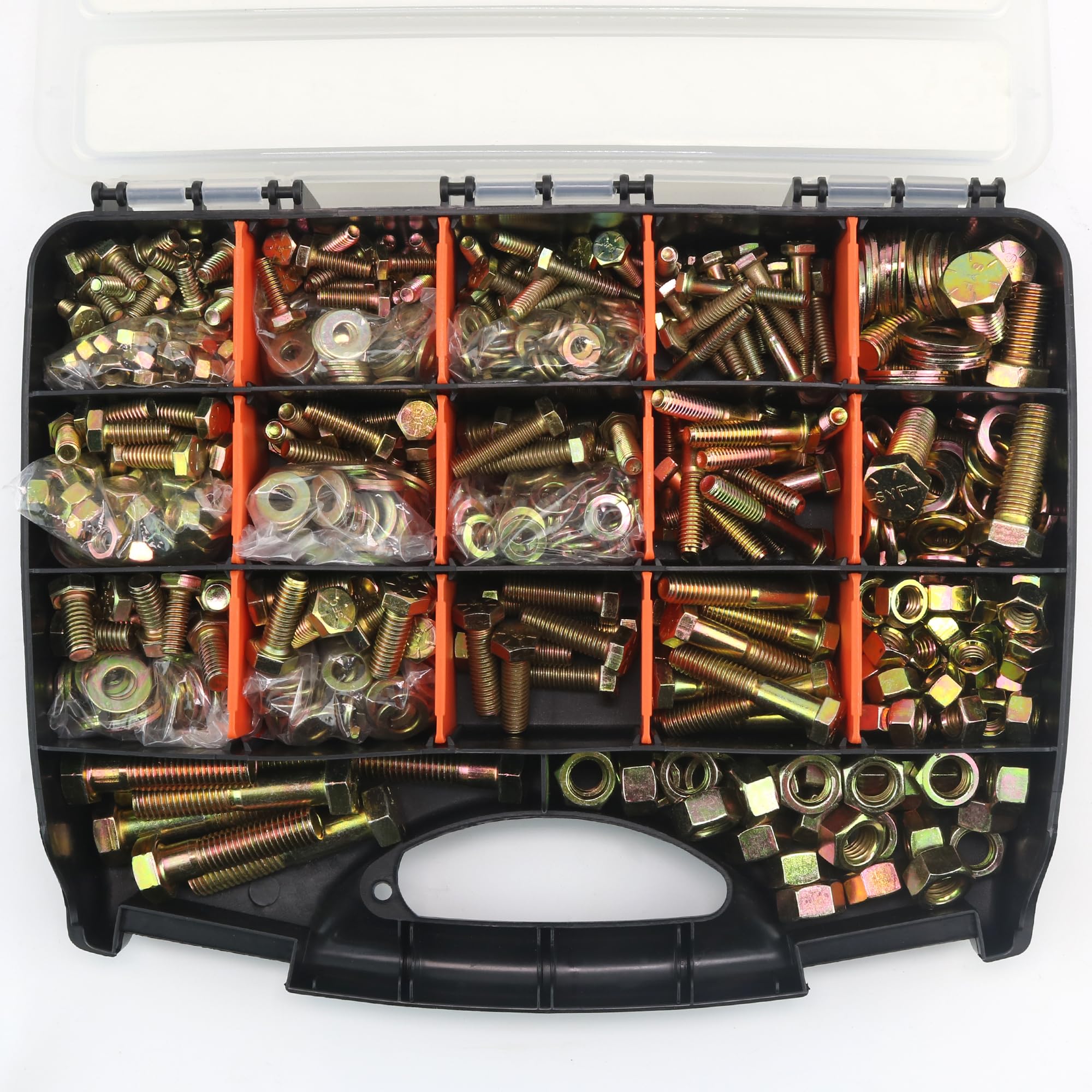 Quibbay 976pcs Nuts and Bolts Assortment Kit, Grade 8.8 Metric Bolt Assortment with Assorted Nuts and Washers, Heavy Duty M6 M8 M10 M12 Hex Bolts and Nuts Kit, Yellow Zinc Plated, Length from 16-50mm — Amazon image 9