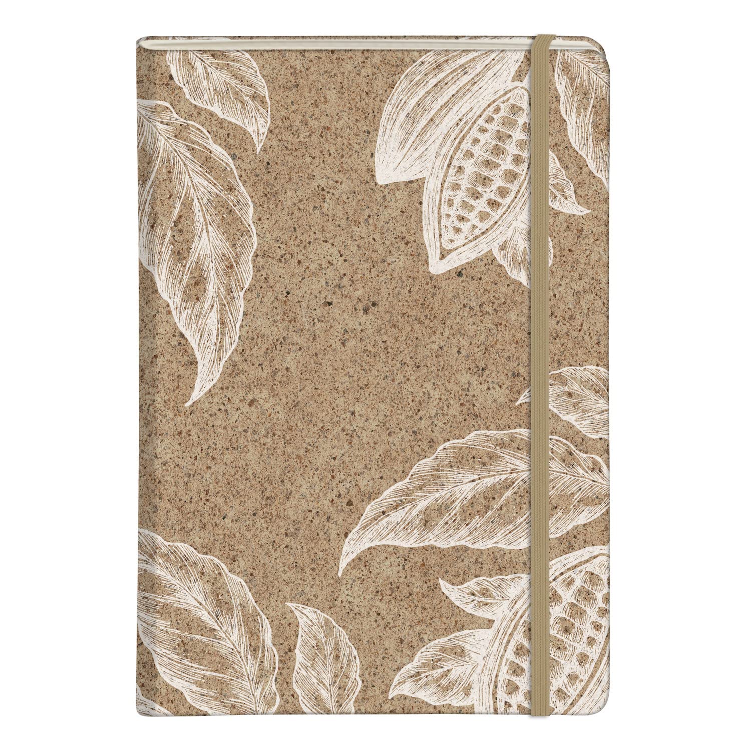Clairefontaine 83546C - A Rigid Filled Notebook Cover made of cocoa shells - A5 14.8x21 cm 96 Lined Pages 90g ivory paper - Gusset pocket - 3 visuals, random delivery
