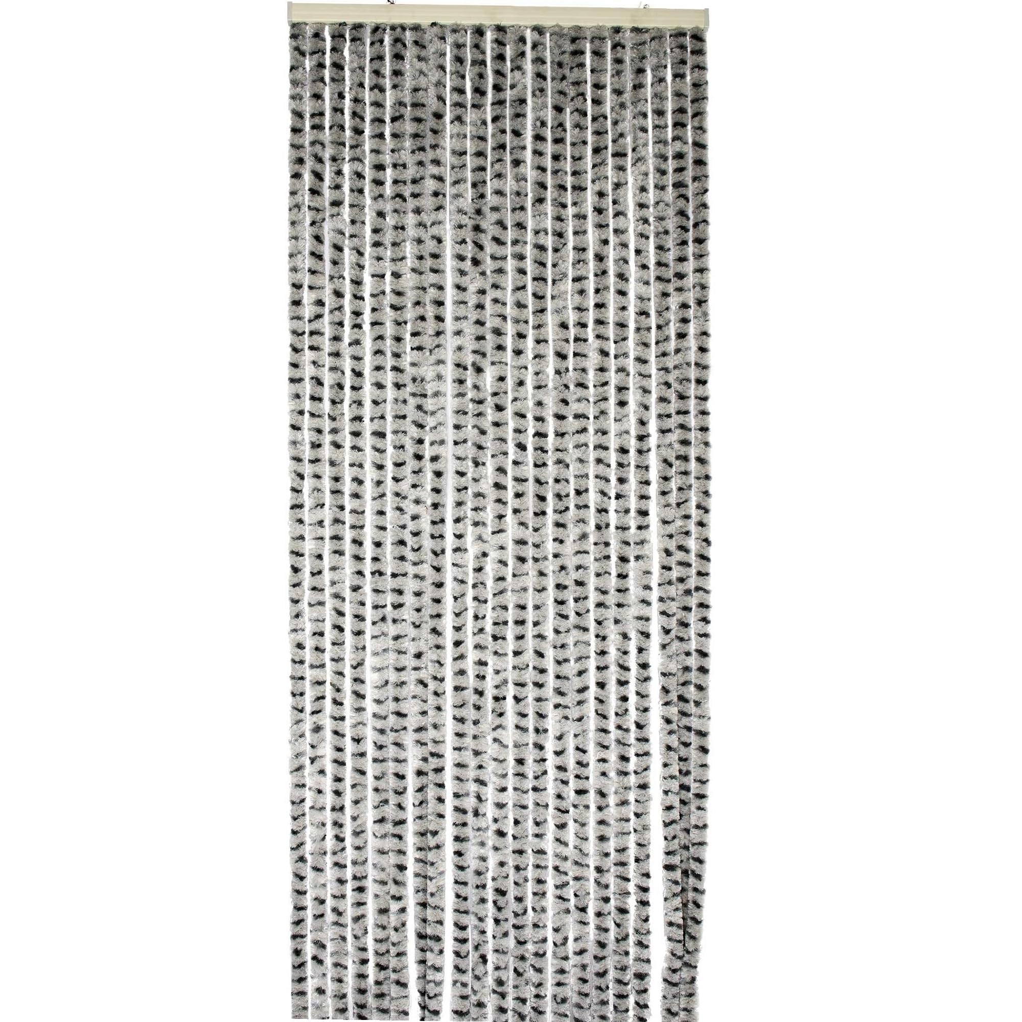 WerkaPro 10776 - Rideau de Port Chenille - 90 x 220 cm - Gris clair et Anthracite - Rideau Ajustable - Traité anti UV