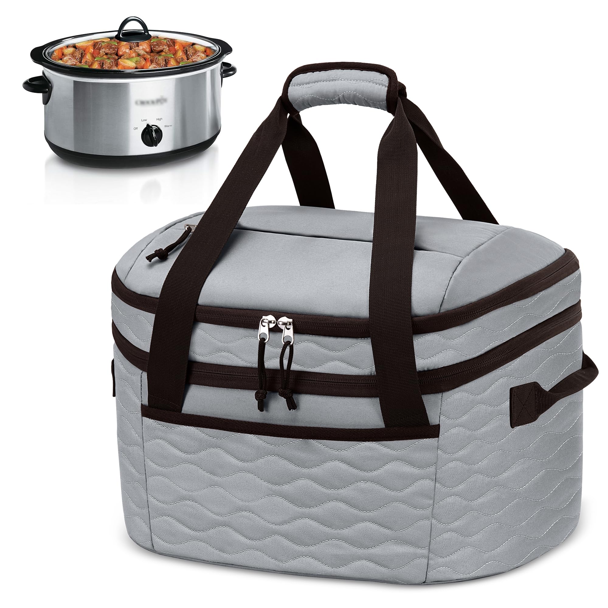 LUXJA Insulated Slow Cooker Bag Compatible with Crock Pot, Gray