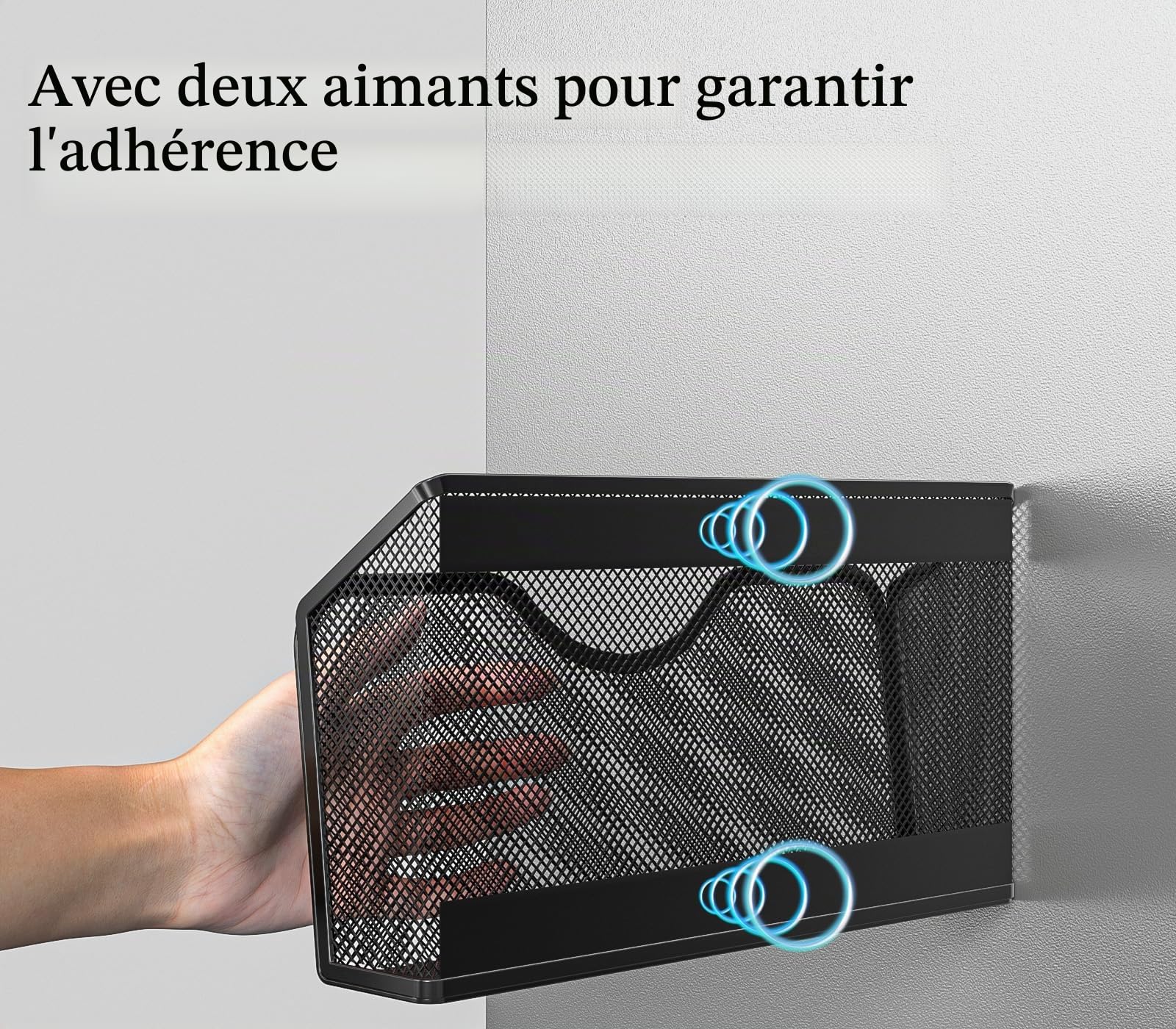 EKNITEY Lot de 3 porte-documents magnétiques sans perçage - Porte-revues magnétiques à suspendre pour bureau et maison