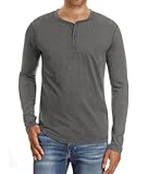 Men&apos;s Fashion Casual Front Placket Long Sleeve Henley T-Shirts Cotton Shirts