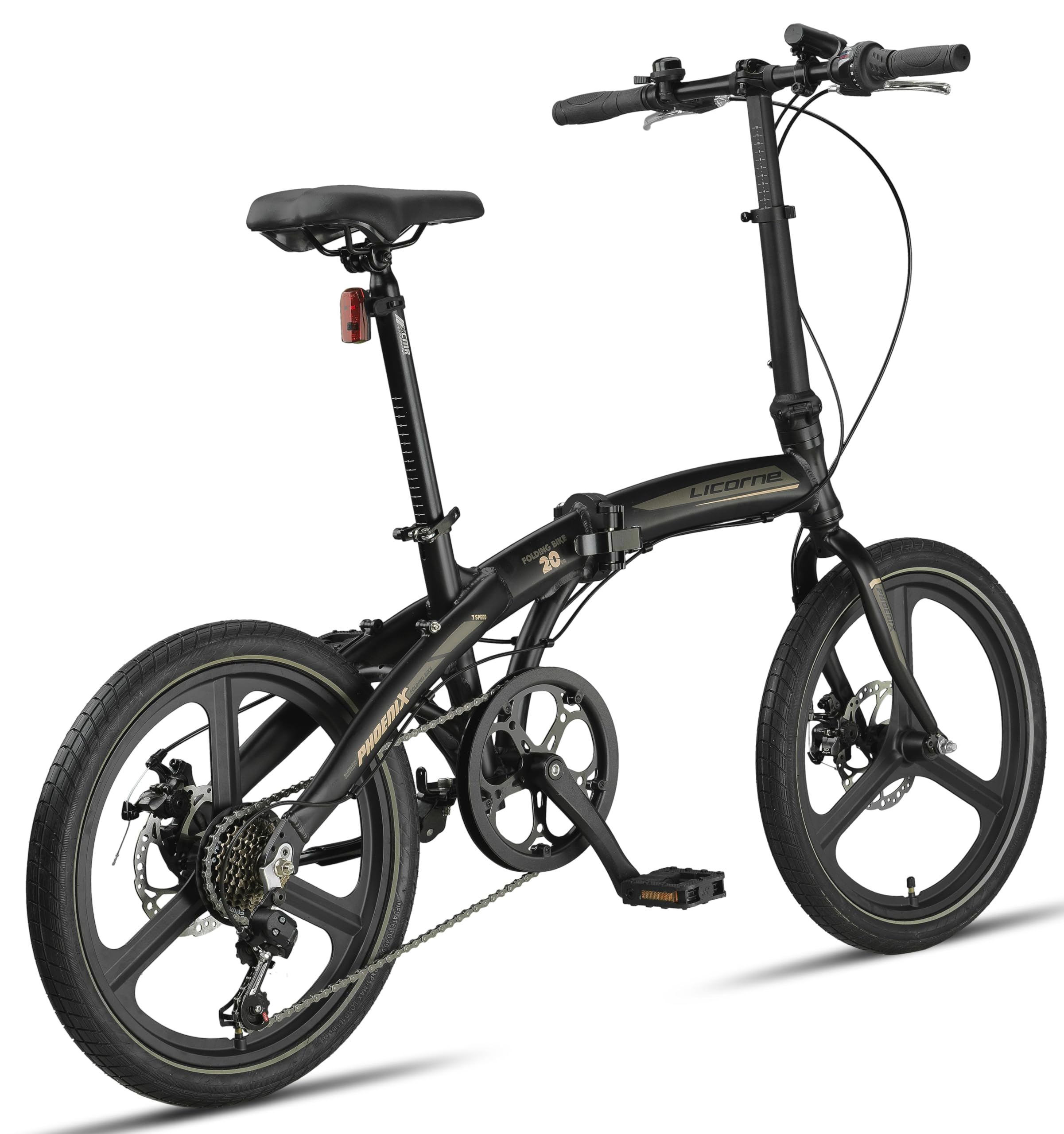 Licorne Bike Phoenix 2D Cross - Bicicletta pieghevole in alluminio, 20 pollici, freno a disco, pieghevole, da uomo e da donna, a 7 marce, telaio in alluminio
