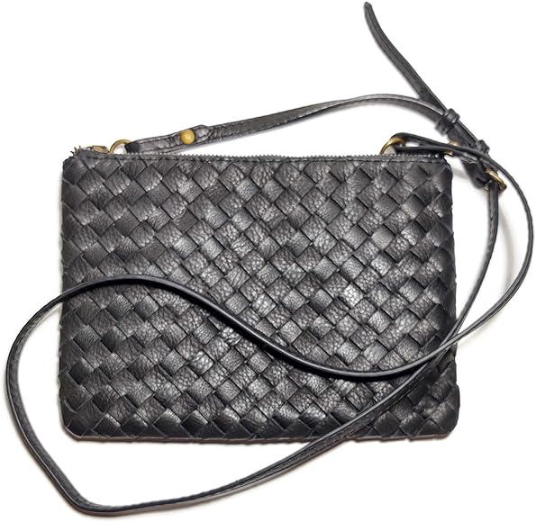 Black woven crossbody bag Clearance