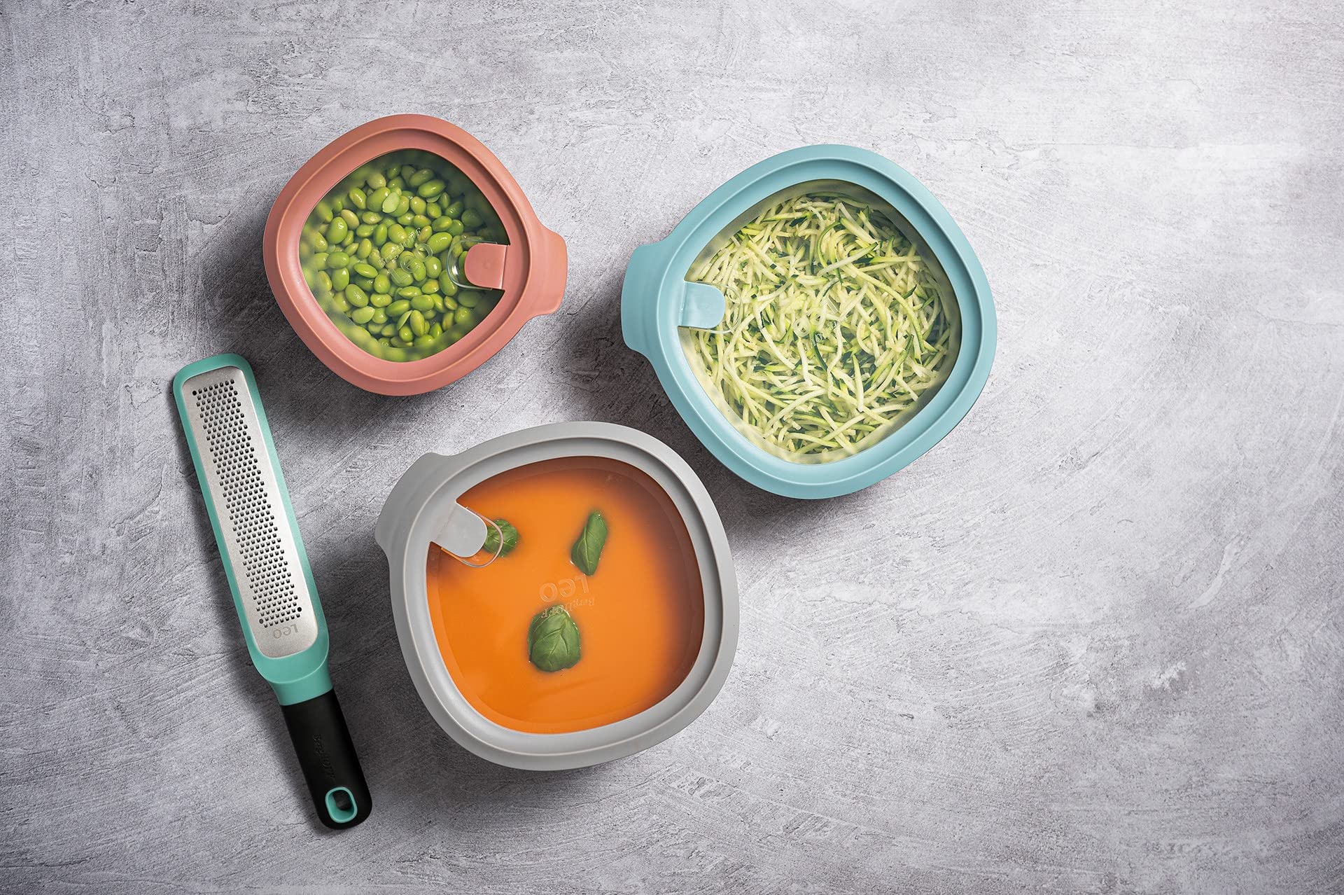 Berghoff 3950220 Set 3 Contenedores De Alimentos Apilables, Tapa Silicona, Apto Frigorífico, Microondas, Lavavajillas