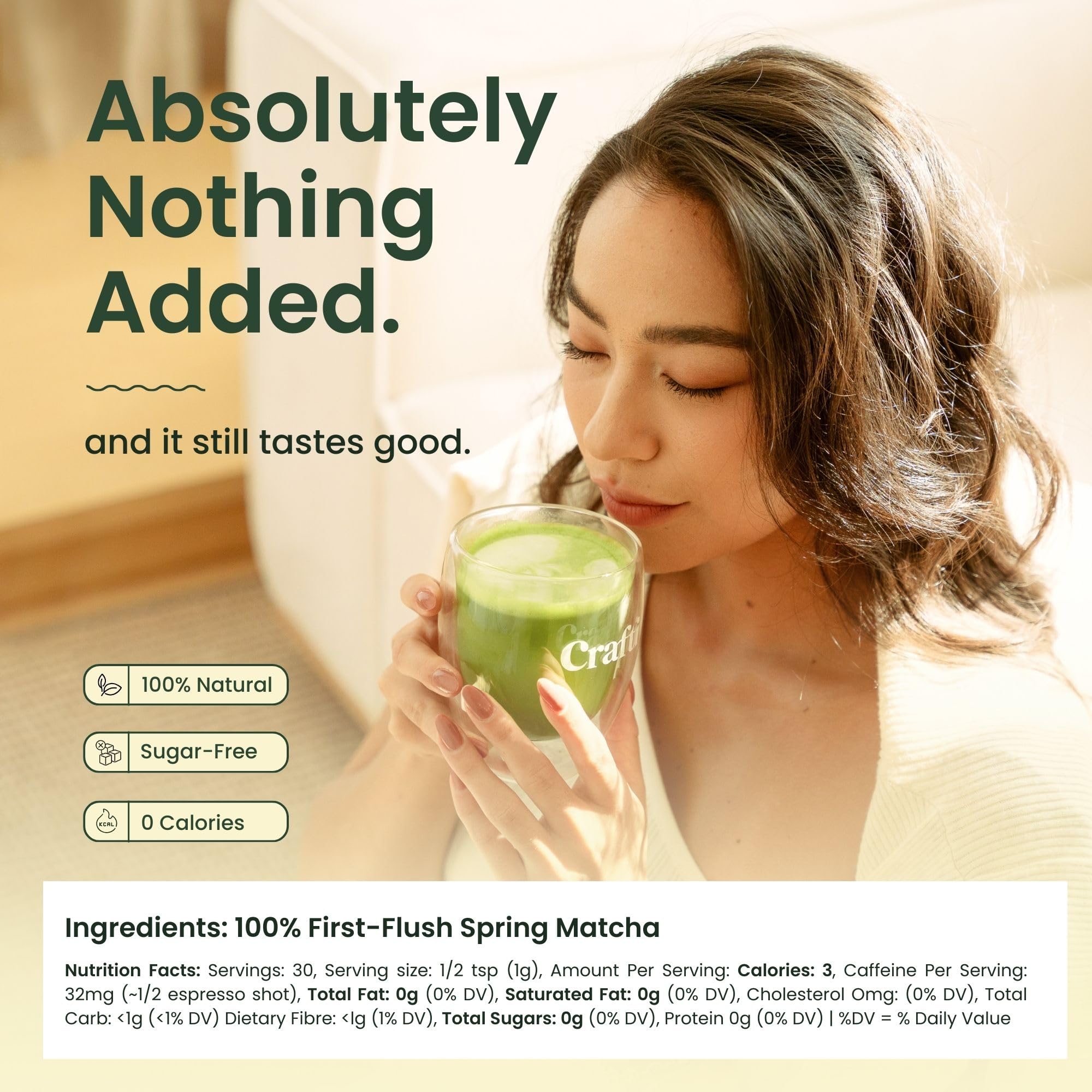 Crafti Signature Ceremonial Grade Matcha Powder 100 First Harvest Unsweetened Authentic Japanese Matcha Green Tea Powder from Uji — view 7