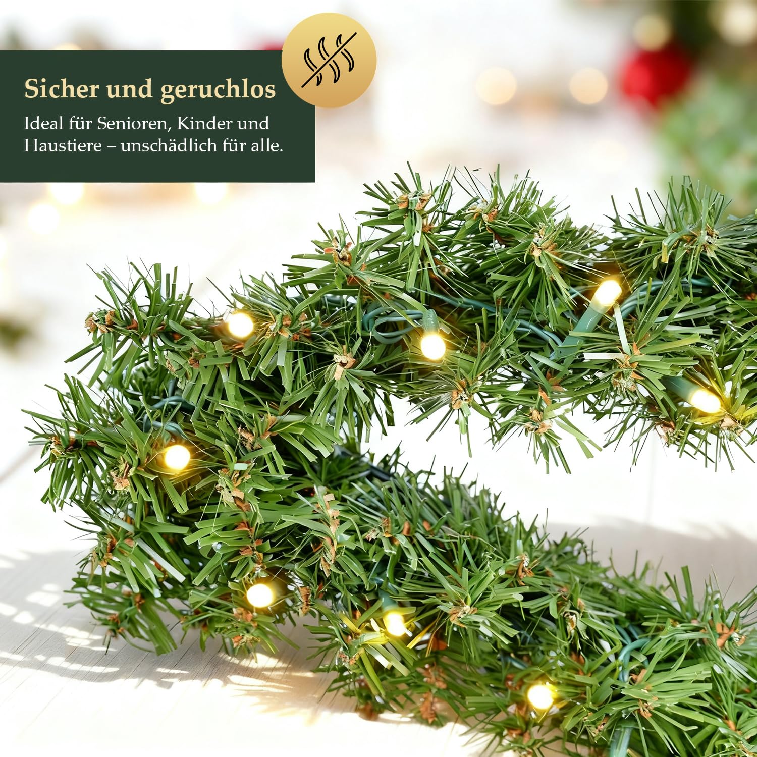SALCAR Premium Weihnachtsstern 55 cm aus PVC mit 240 Zweigen & warmweißem LED Lichterkette – Festliche Weihnachtsdeko für Tür, Kamin, Balkon oder Garten, batteriebetrieben